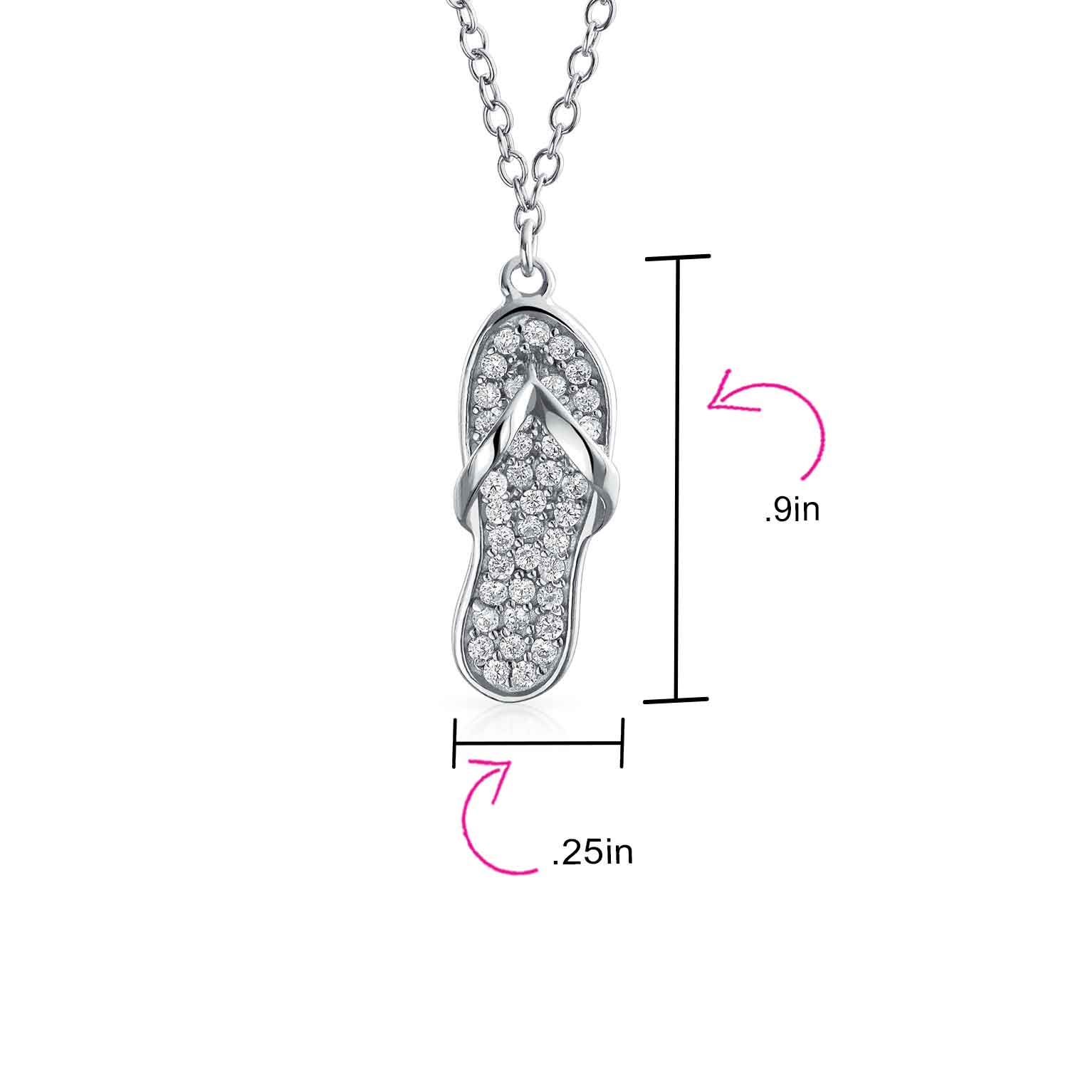 Tropical Nautical CZ Flip Flop Sandal Pendant Necklace 14K Gold Plated Silver - Image 8