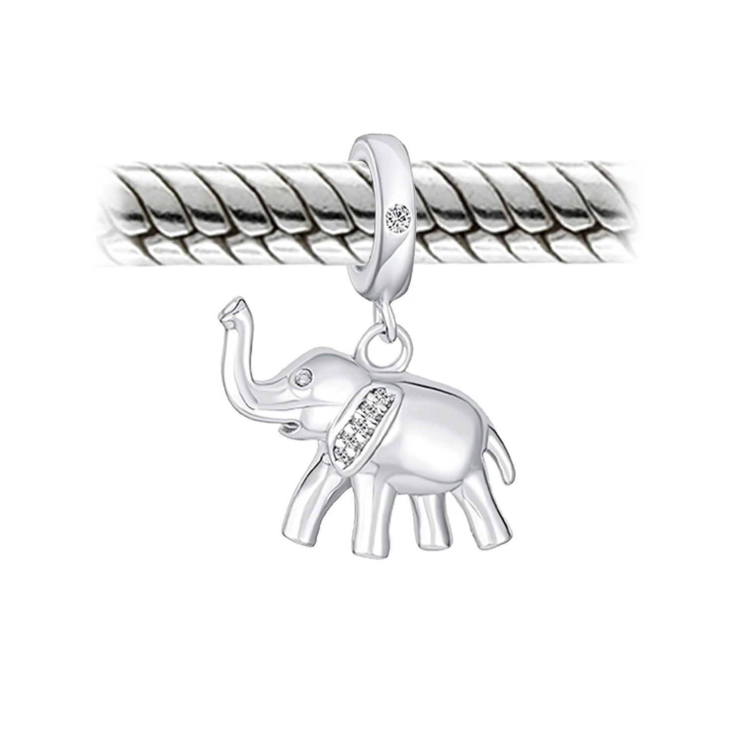 Trunk Up Elephant Dangle Charm Bead Sterling Silver for European Bracelet - Image 3