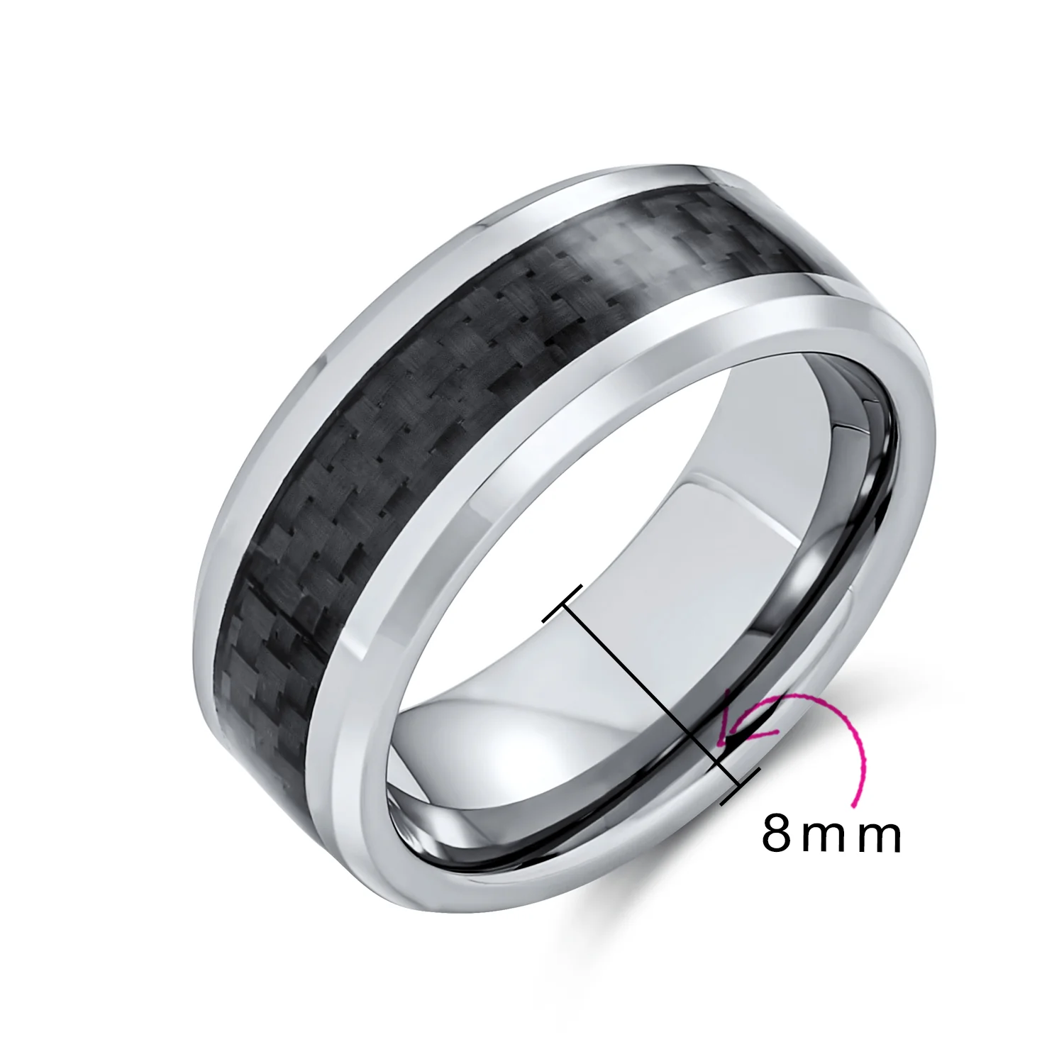 Unisex Tungsten Wedding Band Ring with Simulated Blue Opal Inlay for Couples - Image 5
