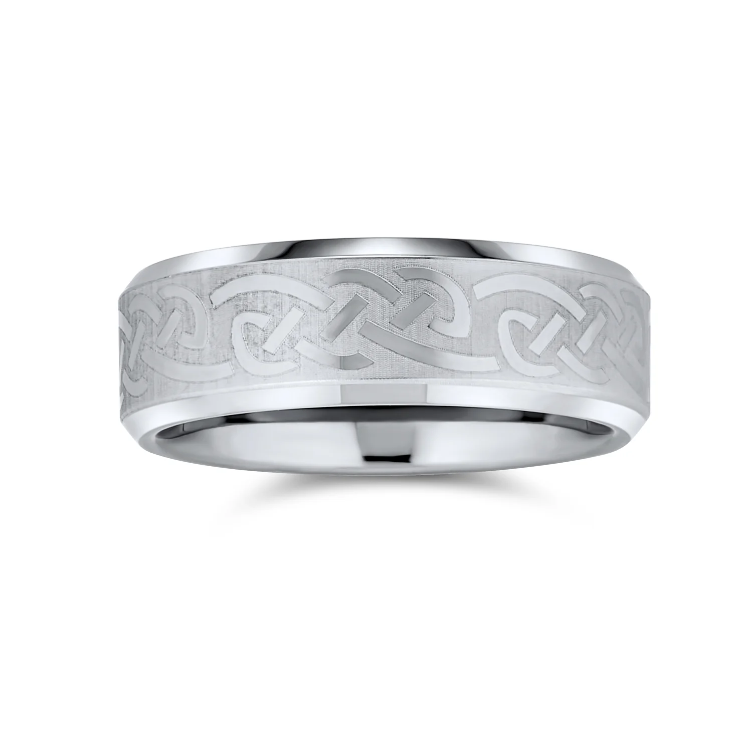Viking Celtic Love Knot Titanium Wedding Band Rings 7MM Matte Finish Comfort Fit - Image 2
