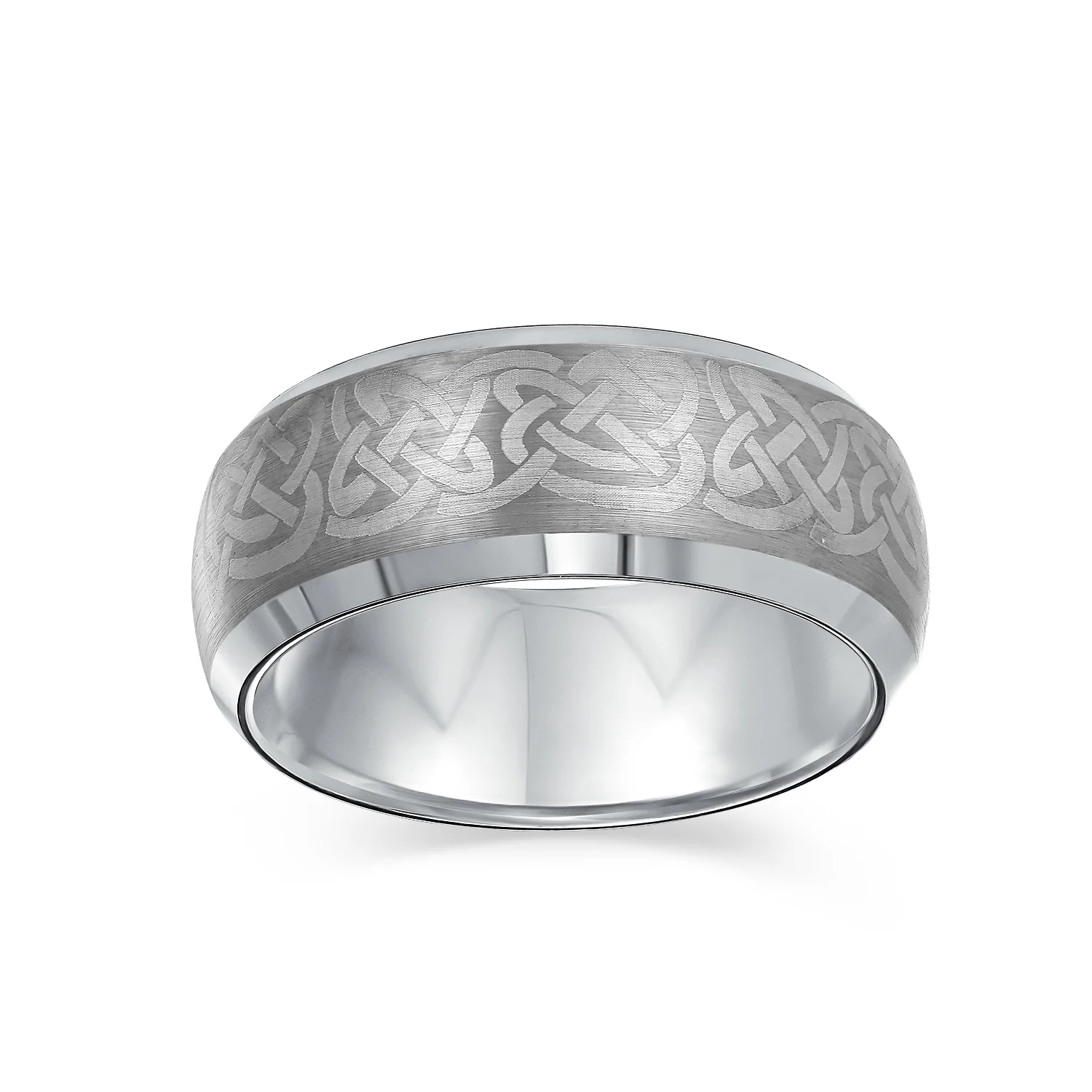 Celtic Maltase Cross Titanium Wedding Band Rings 7MM Matte Finish Comfort Fit - Image 2