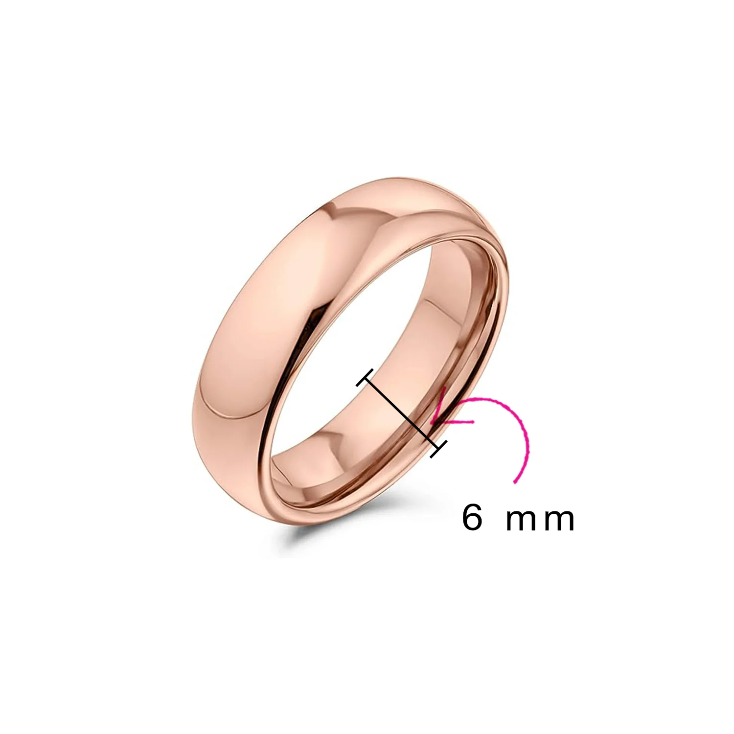 Plain Dome 6MM Wedding Band Ring Black Silver Rose Gold Titanium Comfort Fit - Image 12