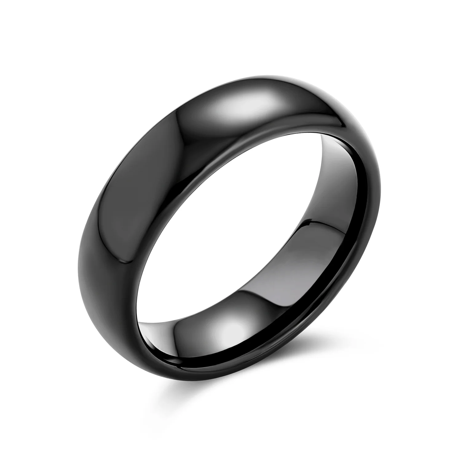 Plain Dome 6MM Wedding Band Ring Black Silver Rose Gold Titanium Comfort Fit - Image 3