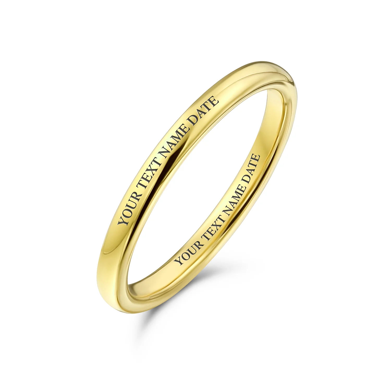 Thin 2MM Dome Wedding Band Ring Black Silver Rose Gold Titanium Comfort Fit - Image 10