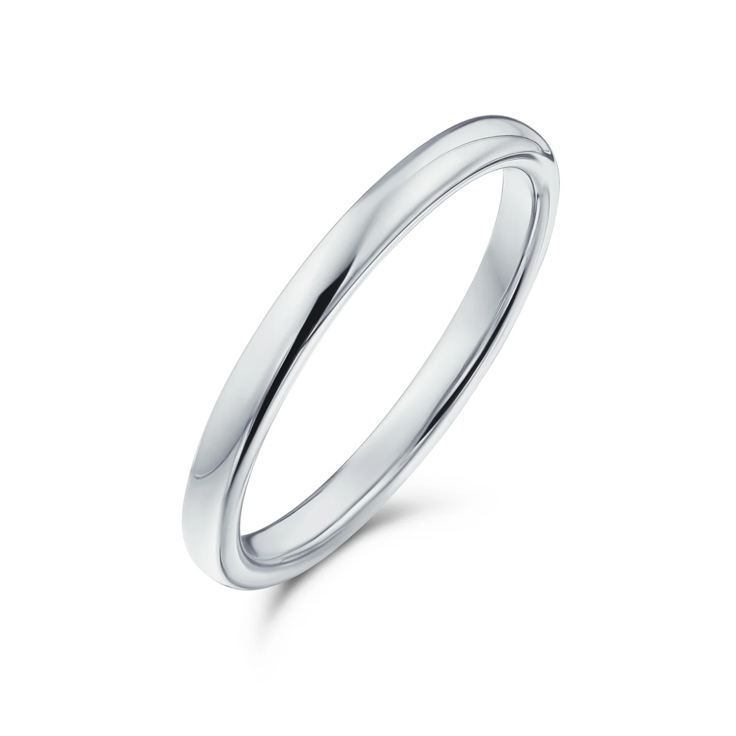 Thin 2MM Dome Wedding Band Ring Black Silver Rose Gold Titanium Comfort Fit - Image 3