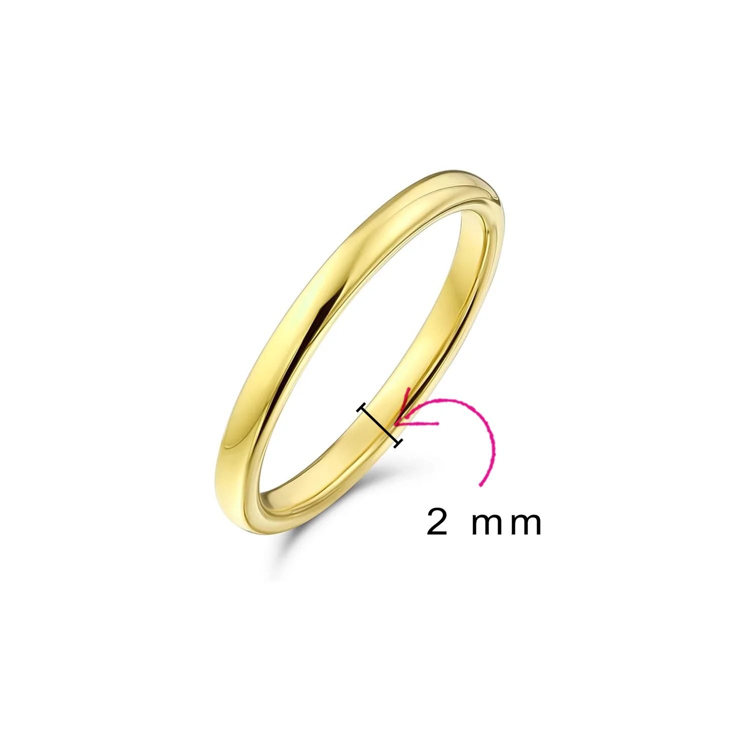 Thin 2MM Dome Wedding Band Ring Black Silver Rose Gold Titanium Comfort Fit - Image 9