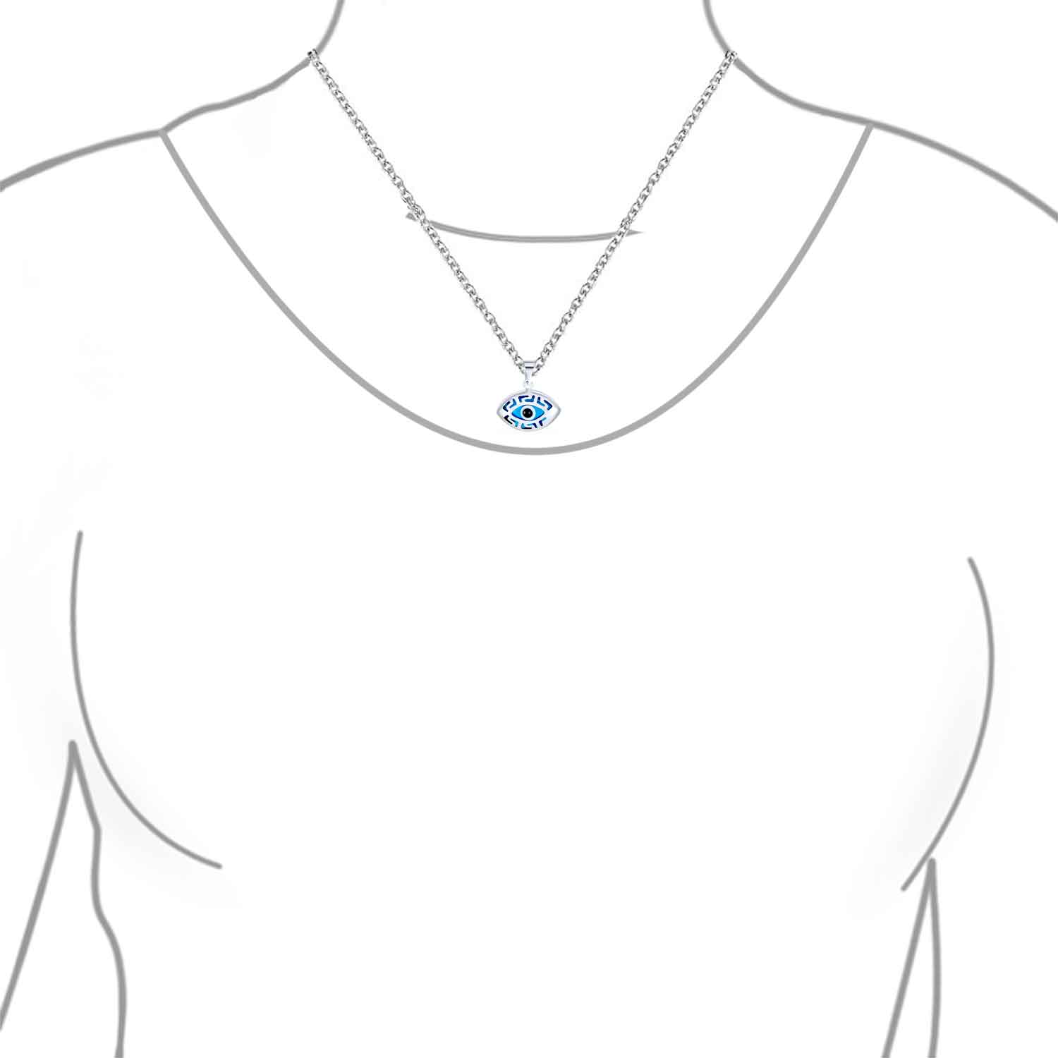 Turkish Evil Eye Filigree Charm Pendant Necklace in Sterling Silver Protection - Image 2