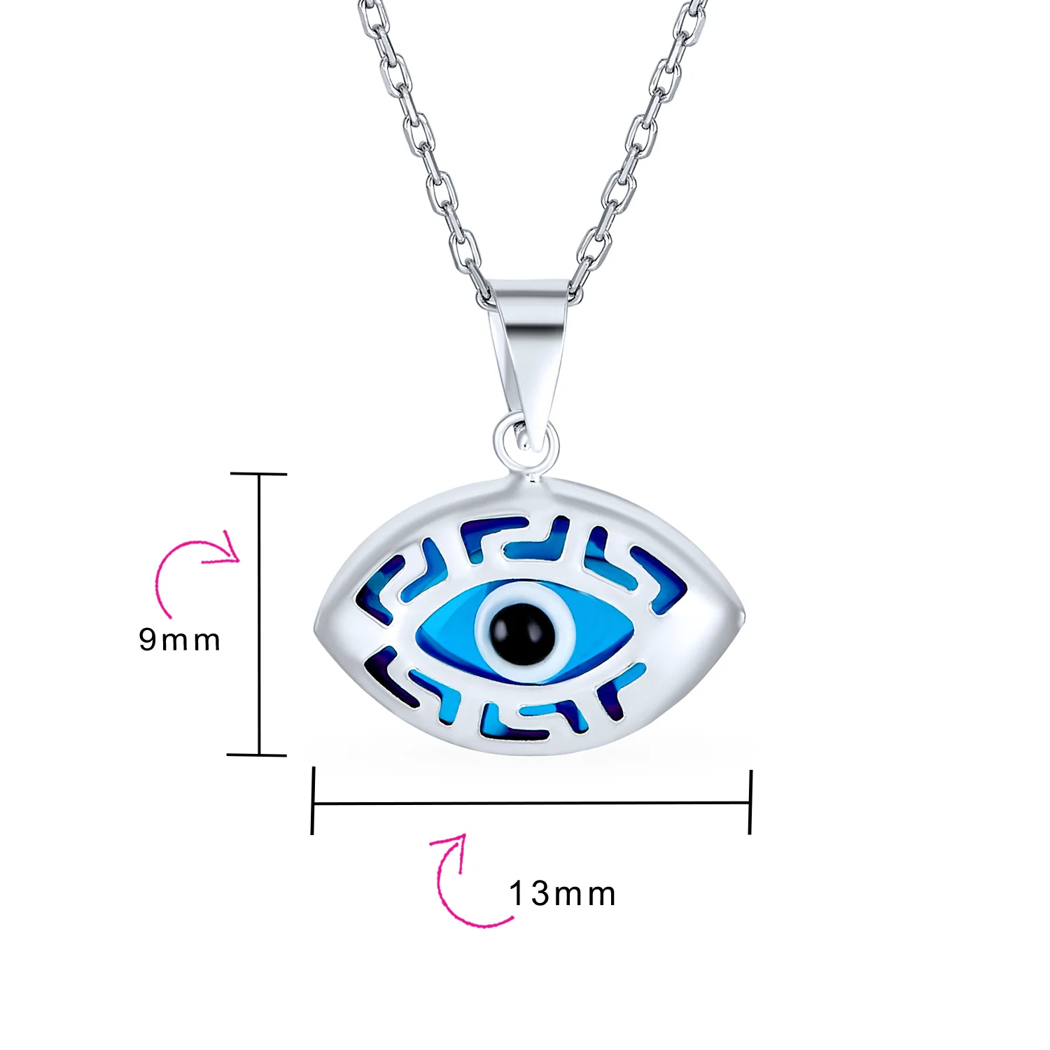 Turkish Evil Eye Filigree Charm Pendant Necklace in Sterling Silver Protection - Image 3