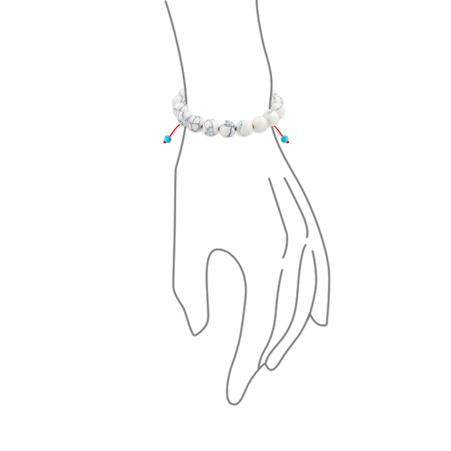 Set of 2 Blue Turquoise White Howlite Gemstone Beads Strand Bracelet Adjustable - Image 2
