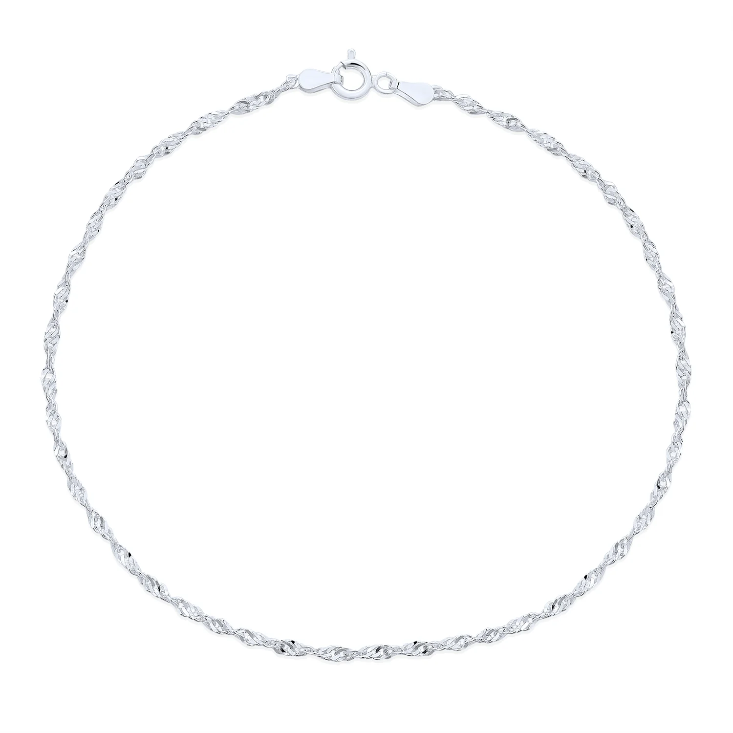Twisted Curb Anklet Ankle Bracelet Silver 9-10 Inch Italy - Image 2