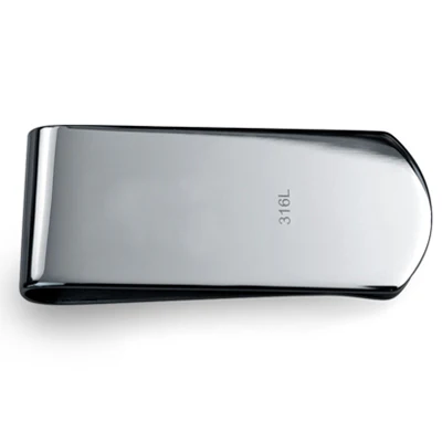 Two Tone Black Enamel Money Clip Card Holder for Men - Stainless Steel Gift - Image 2