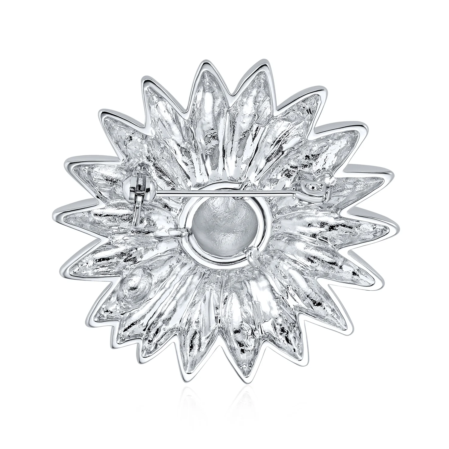 Two Tone Fashion Statement Ladybug Sunflower Daisy Brooch Scarf Pin Silver Gold - Image 2
