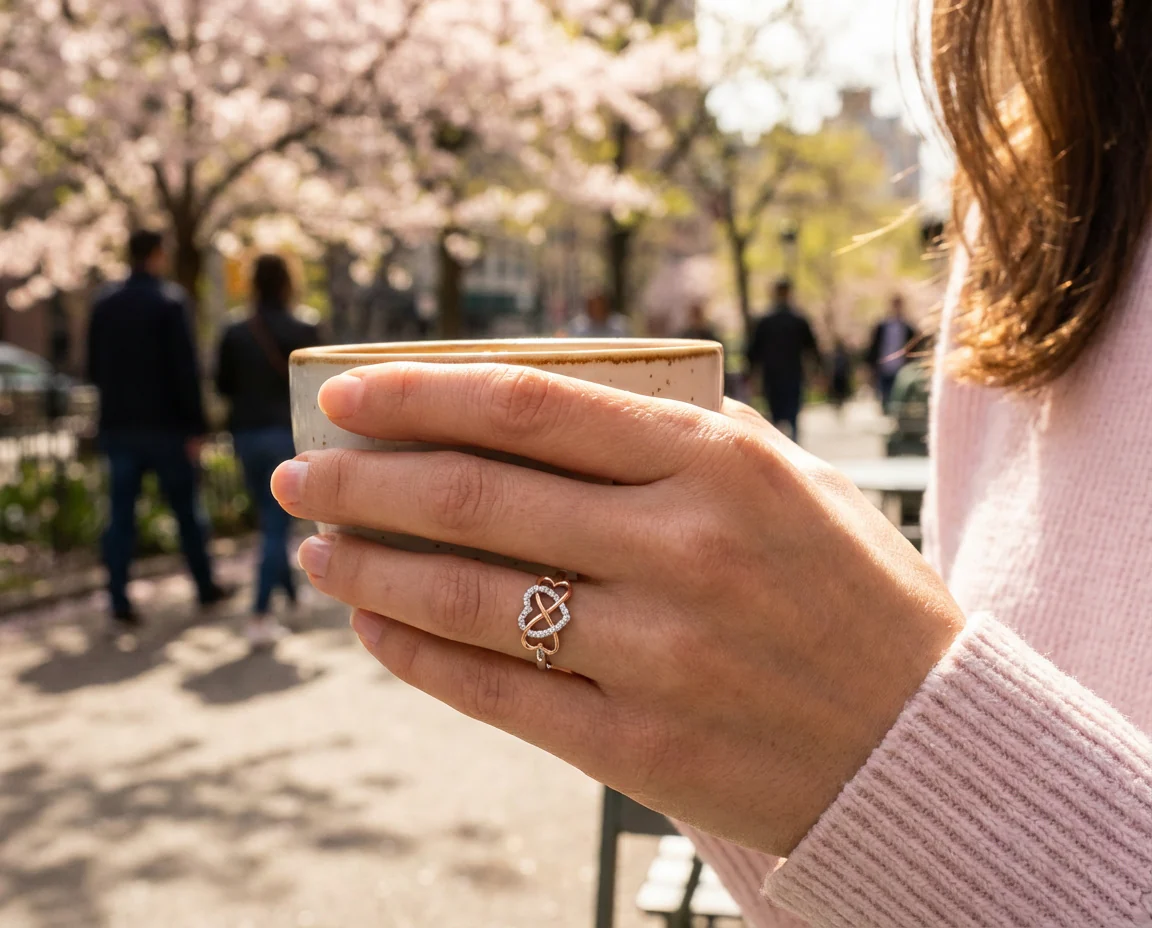 Romantic CZ Pave Cubic Zirconia Intertwined Infinity Forever Heart Promise Ring Rose Gold Sterling Silver - Image 3