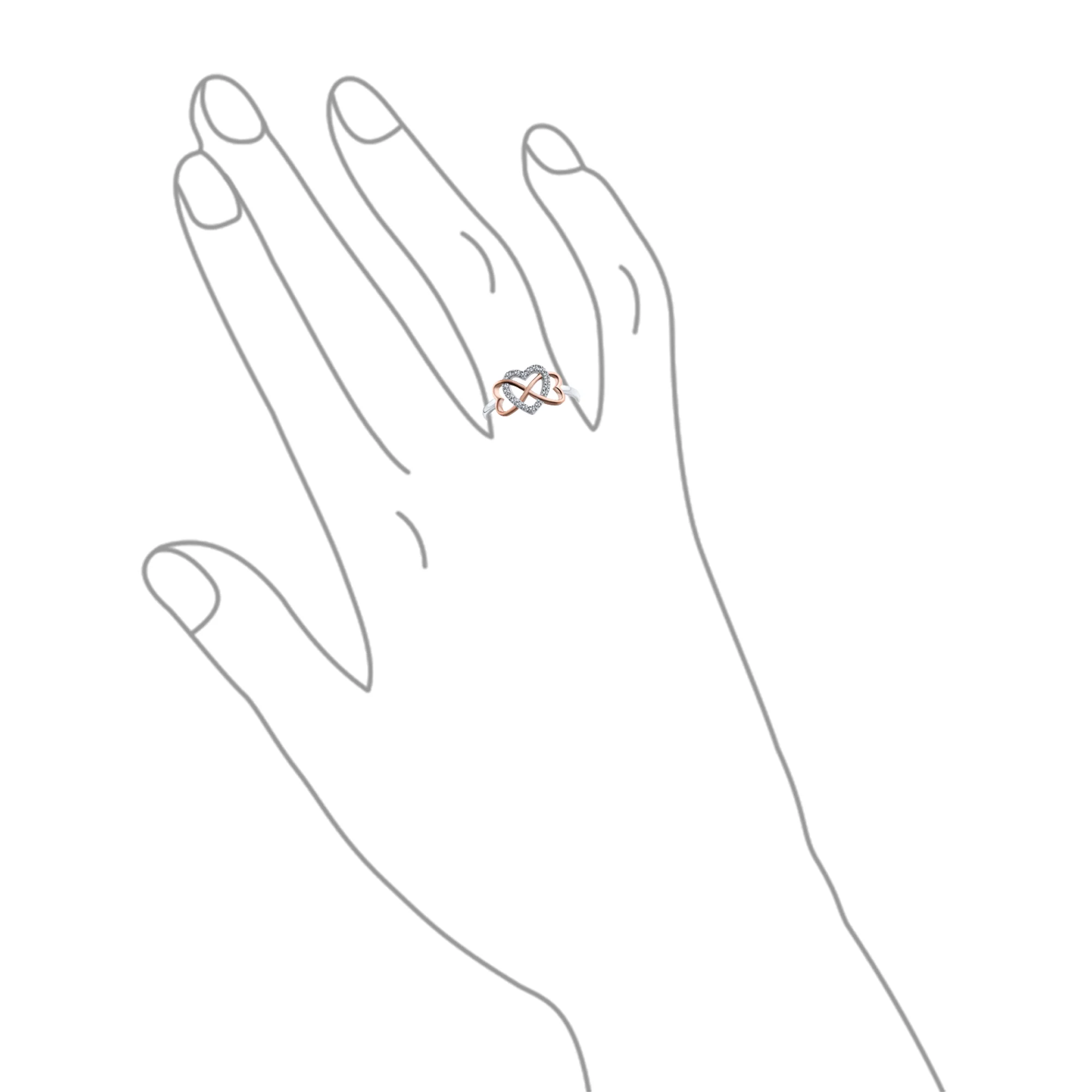 Romantic CZ Pave Cubic Zirconia Intertwined Infinity Forever Heart Promise Ring Rose Gold Sterling Silver - Image 4