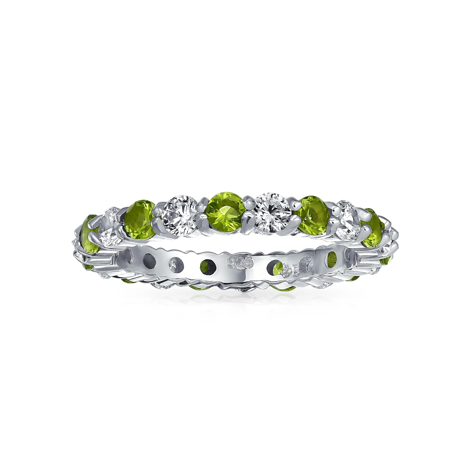 Alternating Cubic Zirconia Stackable CZ Birthstone Eternity Band Ring .925 Sterling Silver - Image 27