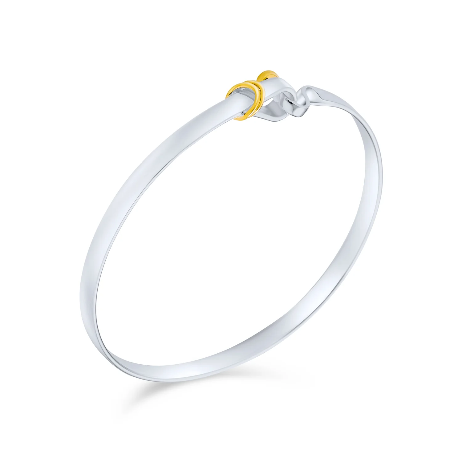 Stacking Bangle Bracelet Hook Eye Gold Plated Silver - Image 2