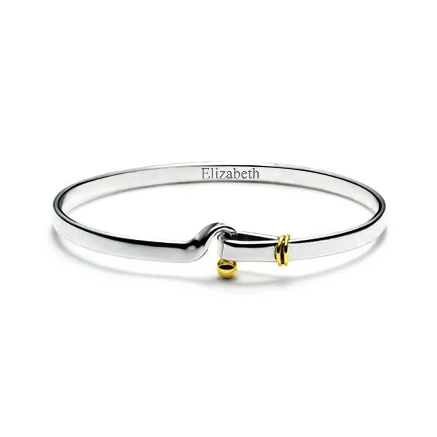 Stacking Bangle Bracelet Hook Eye Gold Plated Silver - Image 3