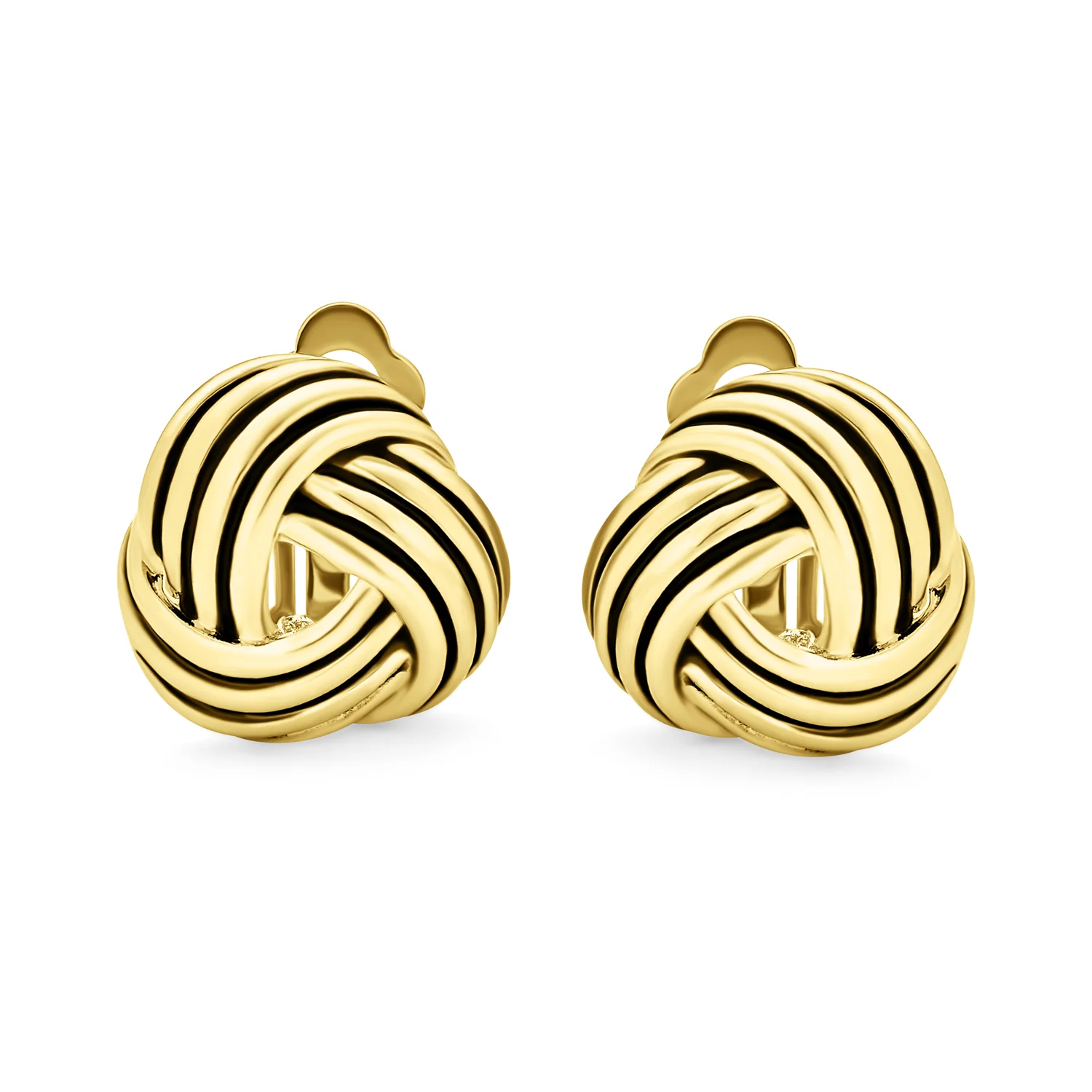 Set of 2 Twist Knot Clip-On Earrings Oxidized Silver Gold - Image 2