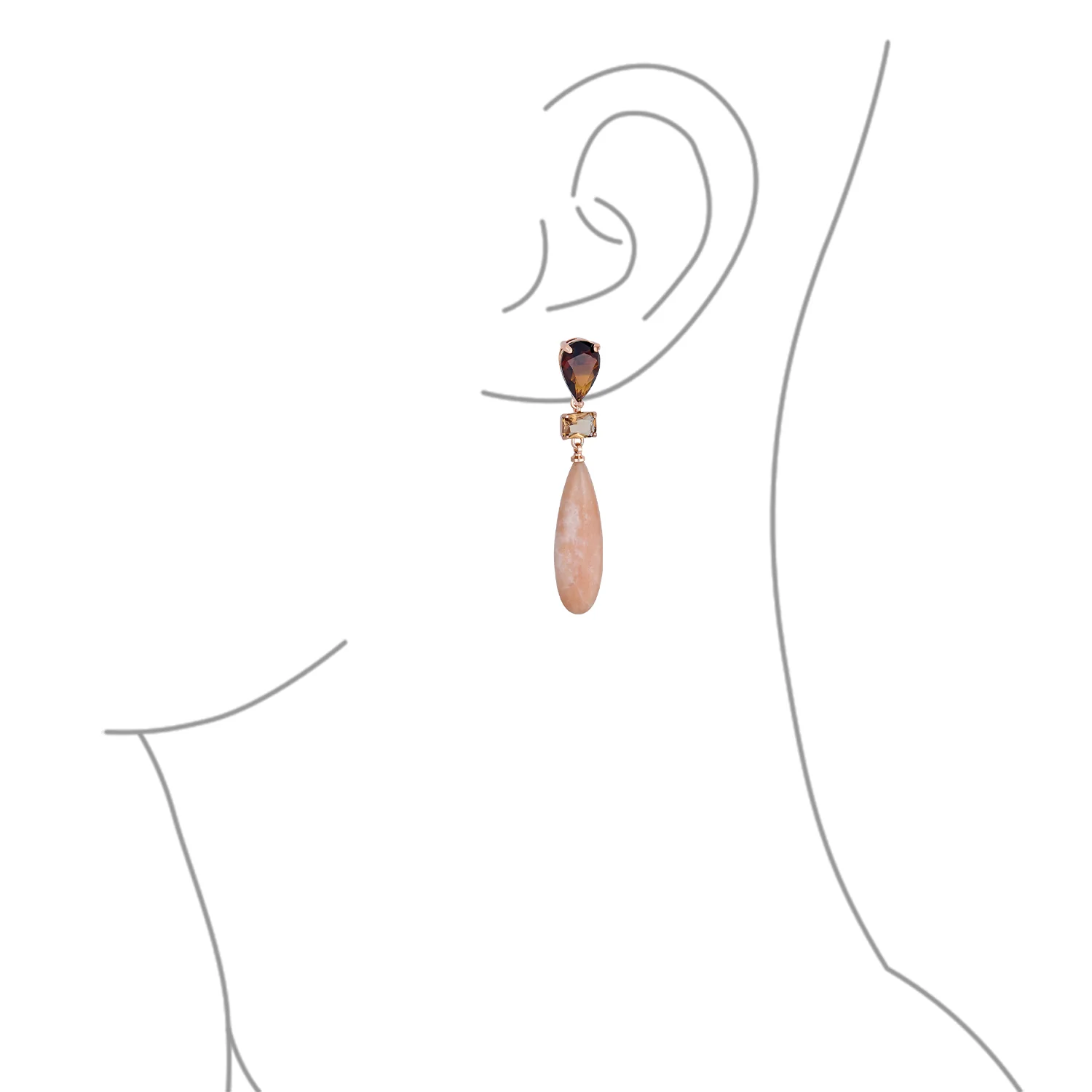 Linear Multi Color Chandelier Elongated Long Teardrop Dangling Earrings - Image 10