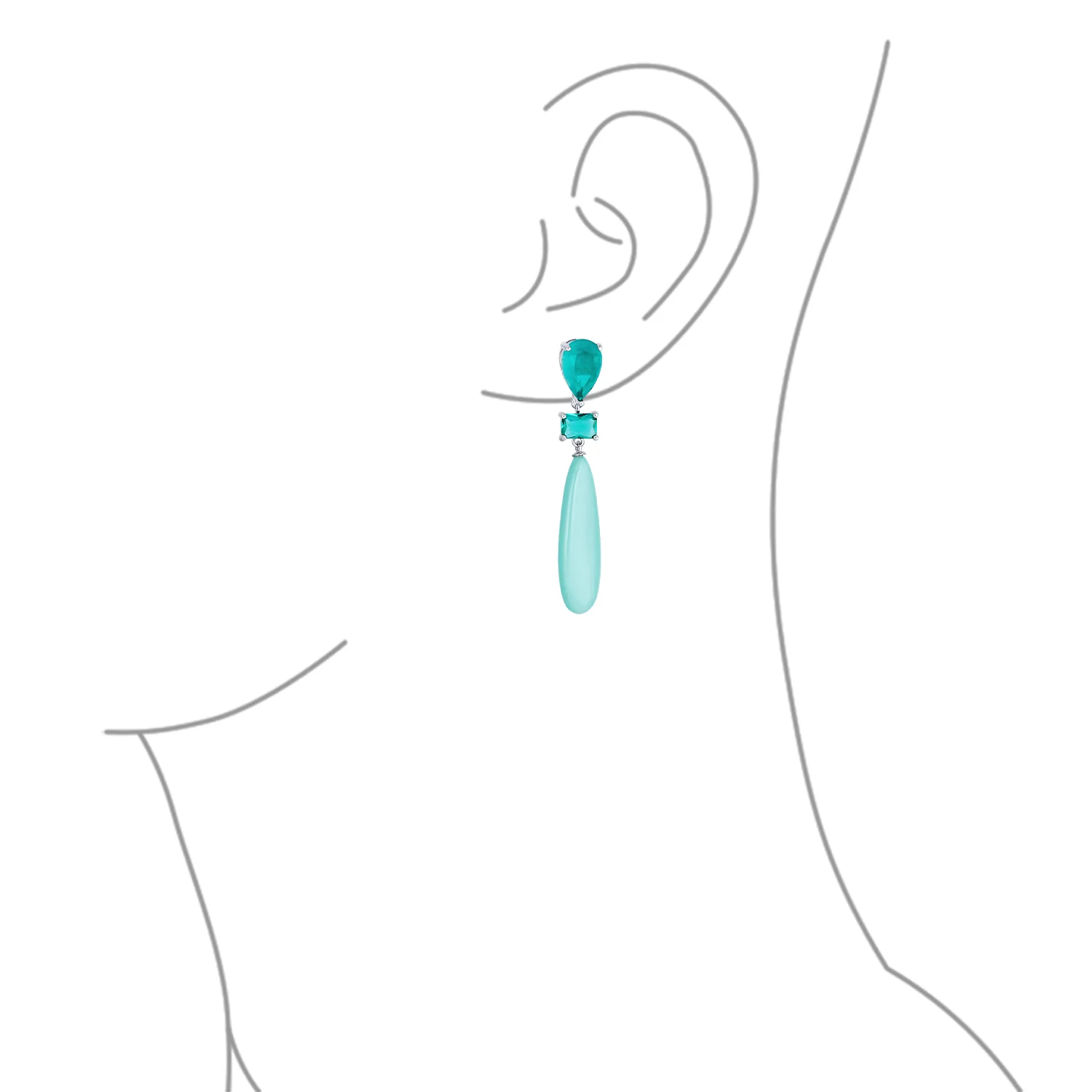 Linear Multi Color Chandelier Elongated Long Teardrop Dangling Earrings - Image 11