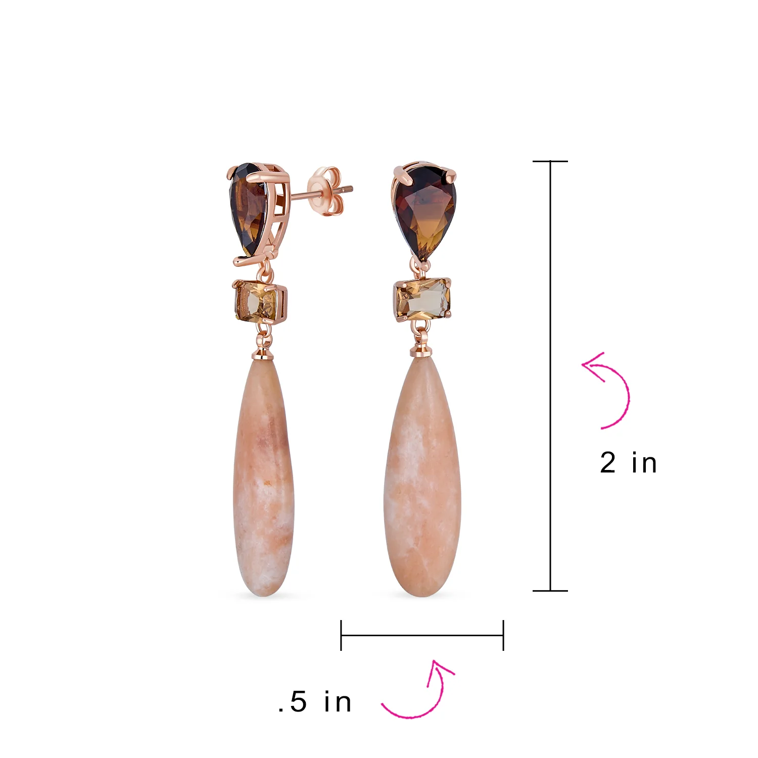 Linear Multi Color Chandelier Elongated Long Teardrop Dangling Earrings - Image 14