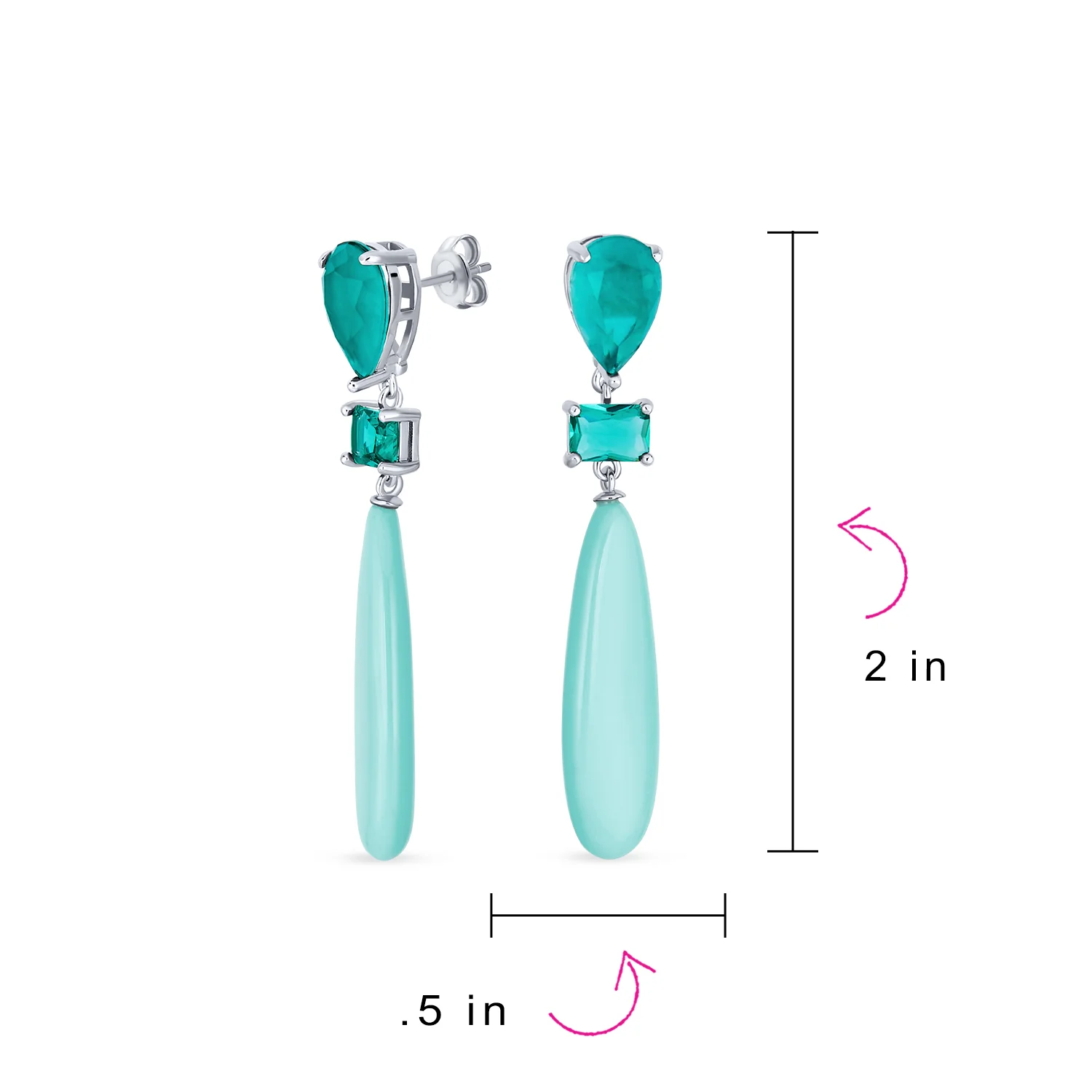Linear Multi Color Chandelier Elongated Long Teardrop Dangling Earrings - Image 15