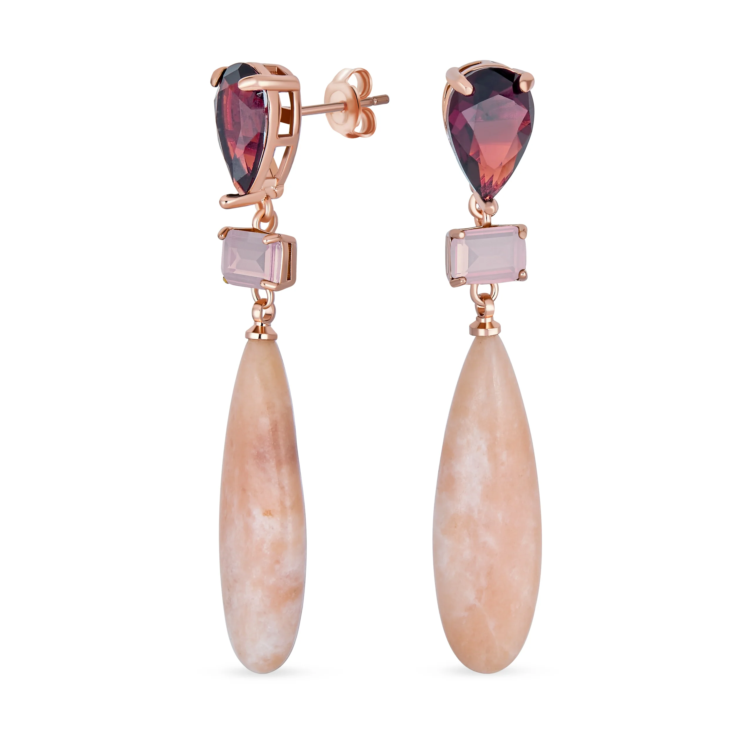 Linear Multi Color Chandelier Elongated Long Teardrop Dangling Earrings - Image 2