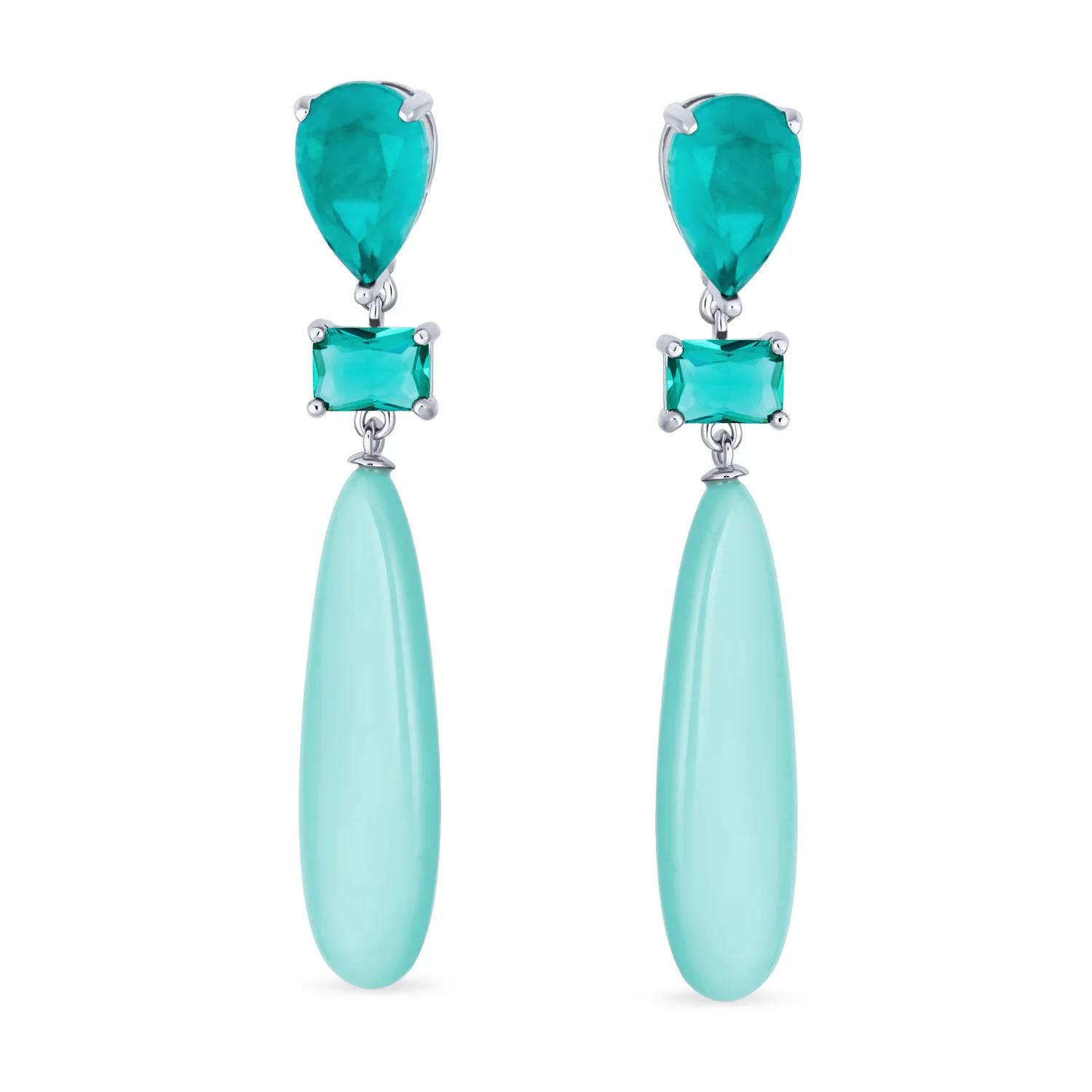 Linear Multi Color Chandelier Elongated Long Teardrop Dangling Earrings - Image 7