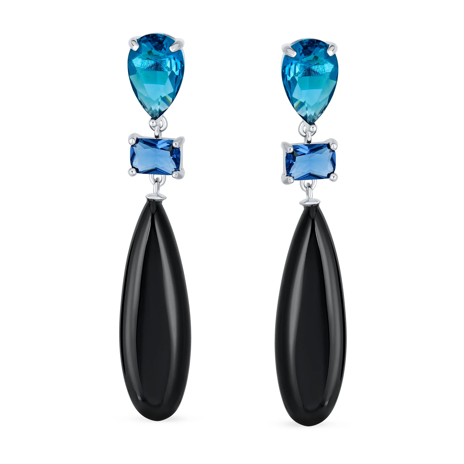 Linear Multi Color Chandelier Elongated Long Teardrop Dangling Earrings - Image 8