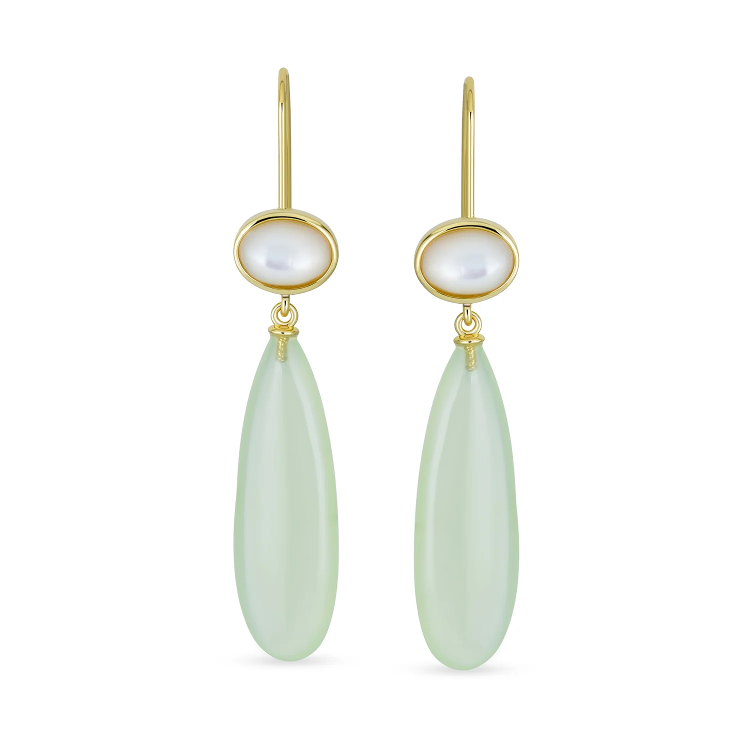 Unique Geometric Dangle Earrings with Quartz Labradorite and Jade Gemstones - Image 3