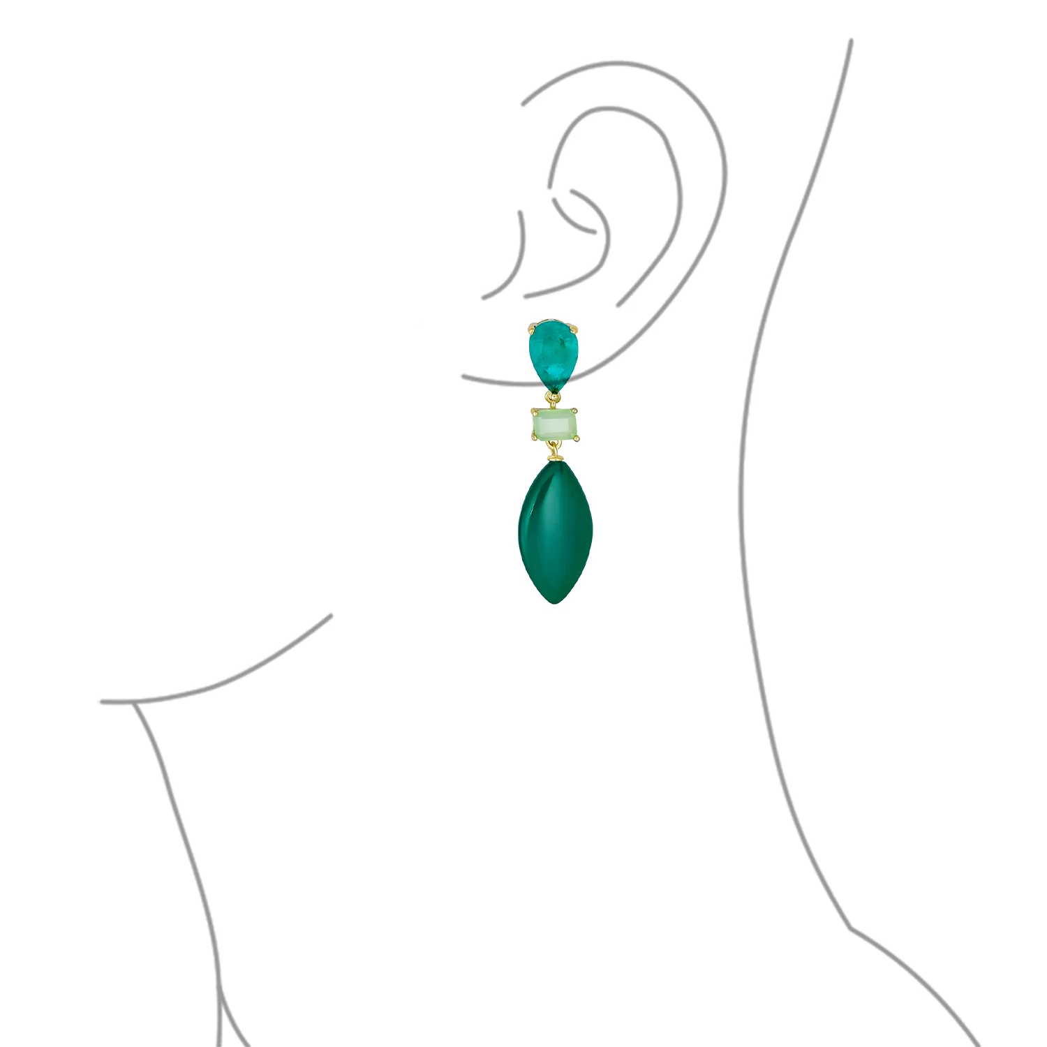 Fashion Tri Color Multi-Tier Statement Rhombus Teardrop Dangling Earrings - Image 8