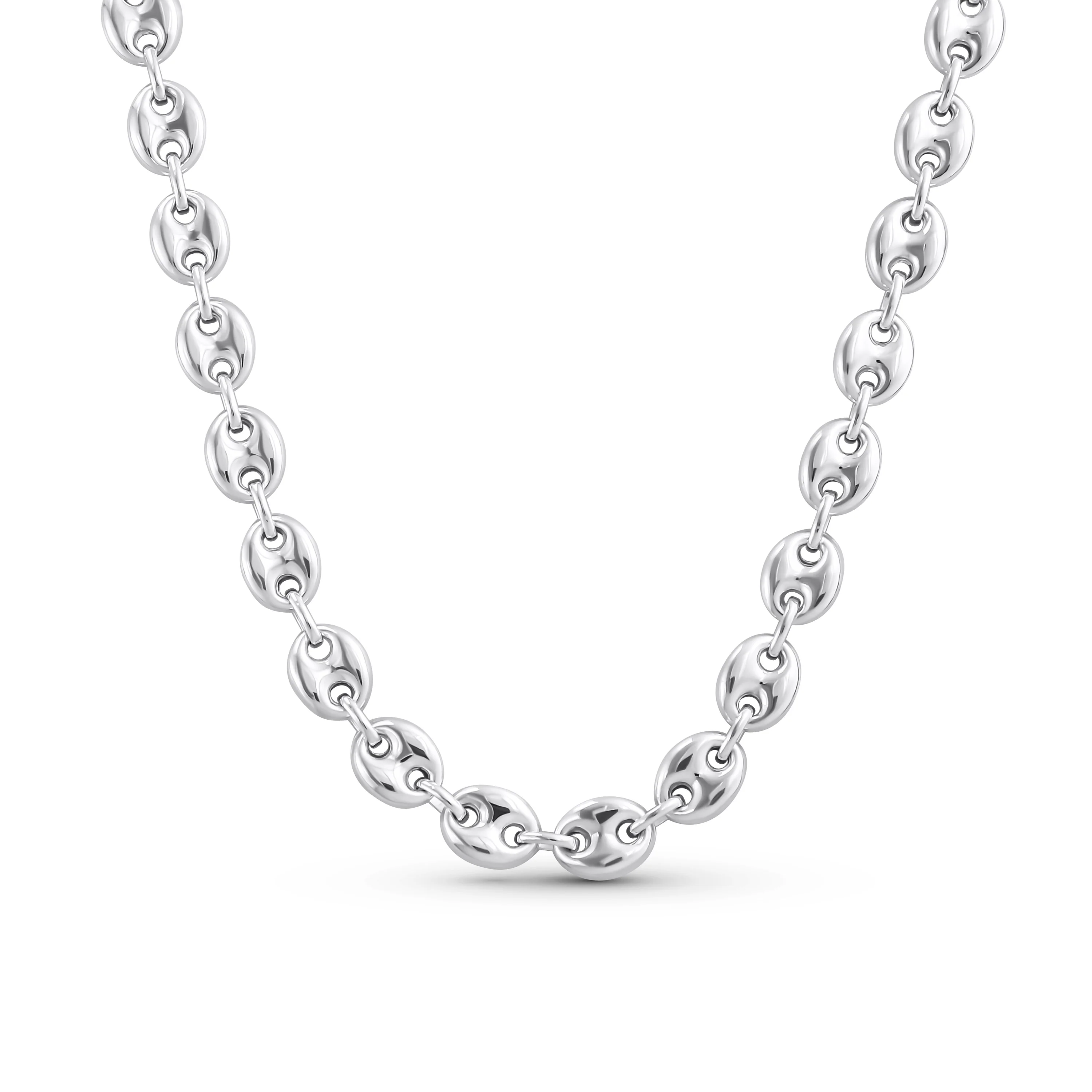 Silver Anchor Link Chain Necklace 9MM Wide 16 Inch Choker - Image 2