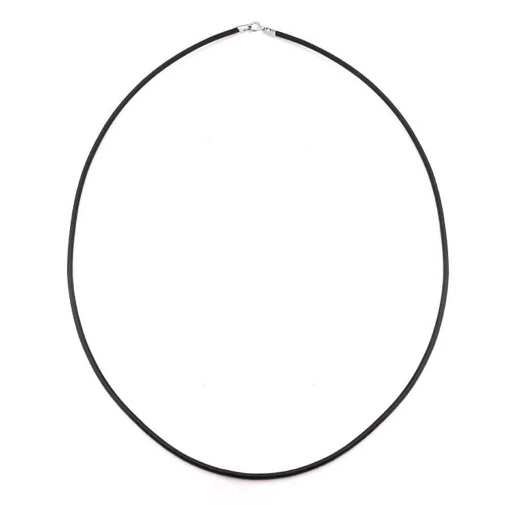 Unisex Black Rubber Cord Necklace with Silver Clasp - Multiple Lengths Available - Image 2