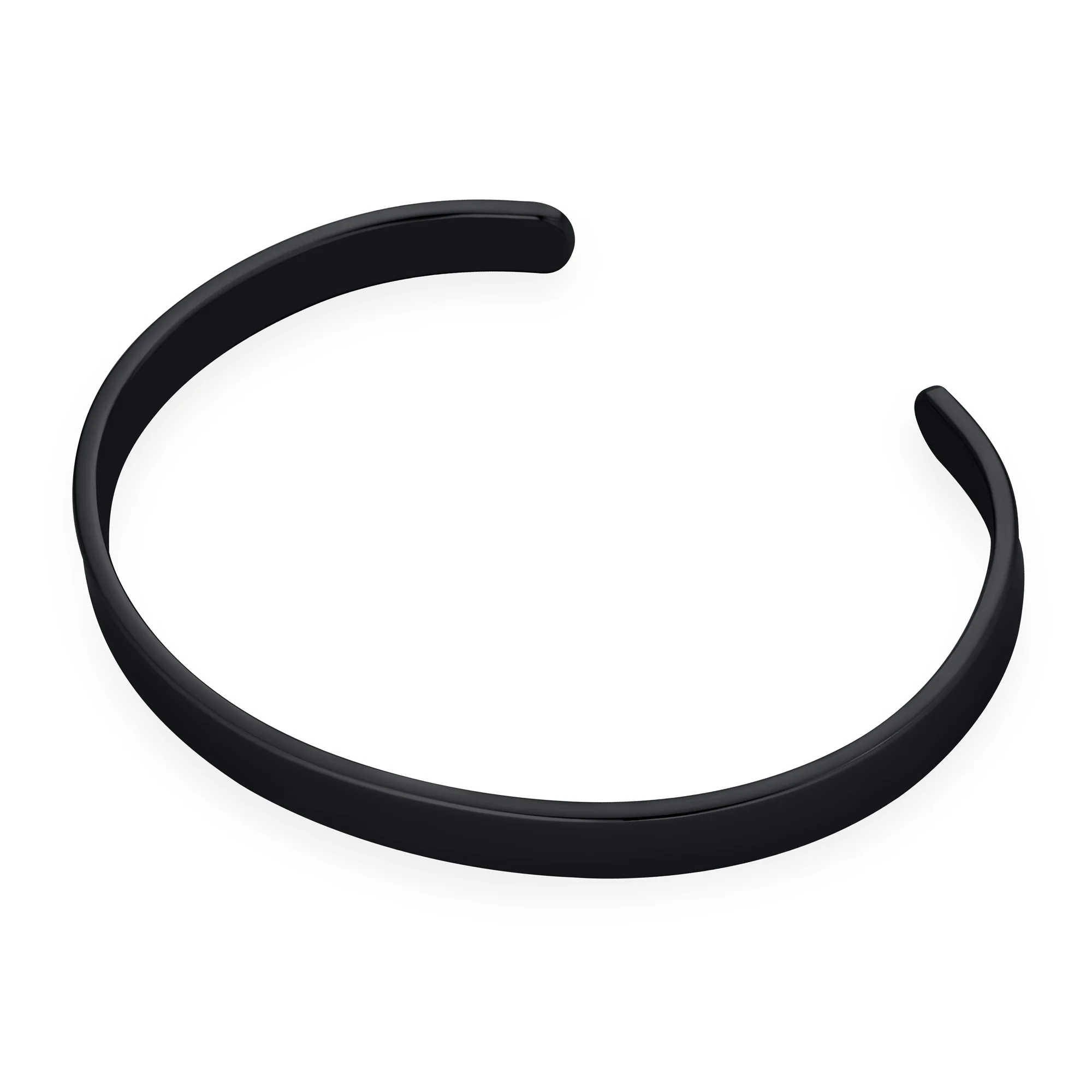 Unisex Black Plated Stainless Steel Cuff Bracelet Slender Stackable Bangle - Image 4