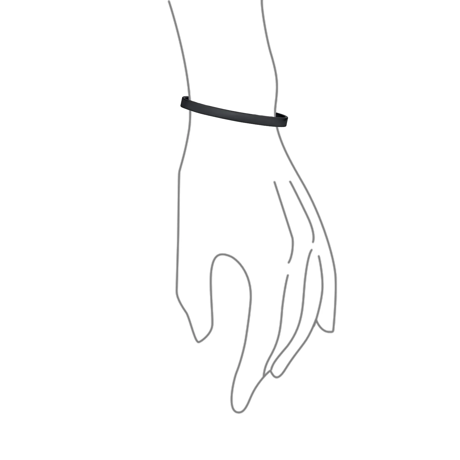 Unisex Black Plated Stainless Steel Cuff Bracelet Slender Stackable Bangle - Image 6