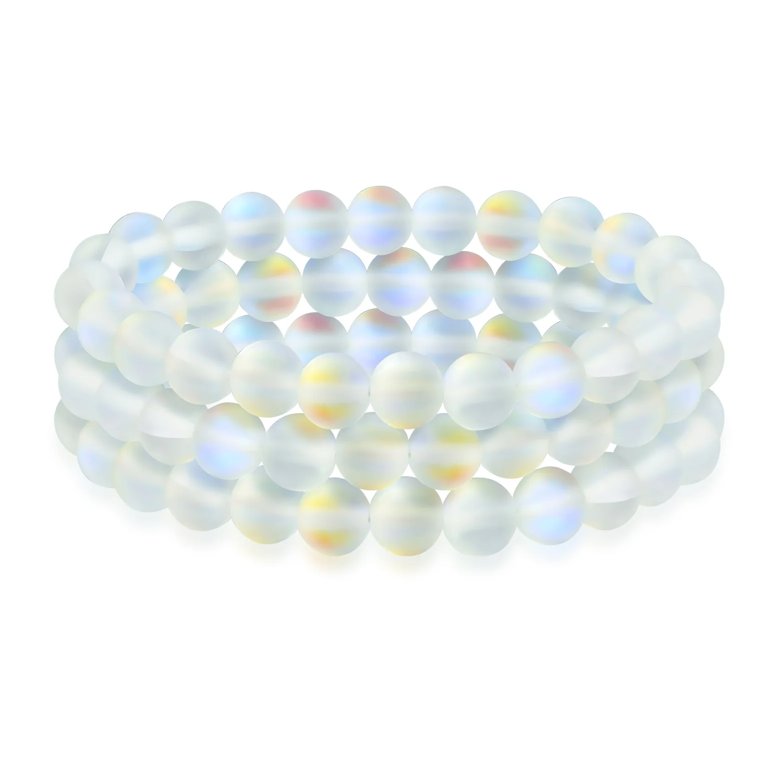 Set Of 3 Natural Moonstone 8MM Bead Stretch Bracelet Stacking Strands - Image 20