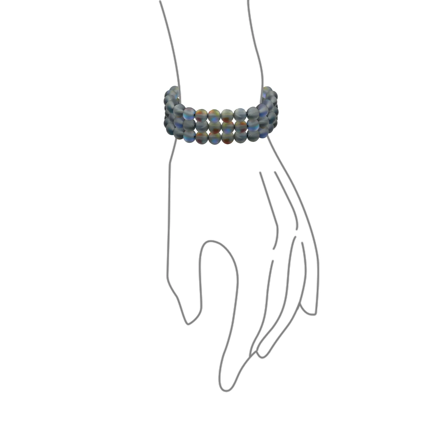Set Of 3 Natural Moonstone 8MM Bead Stretch Bracelet Stacking Strands - Image 40