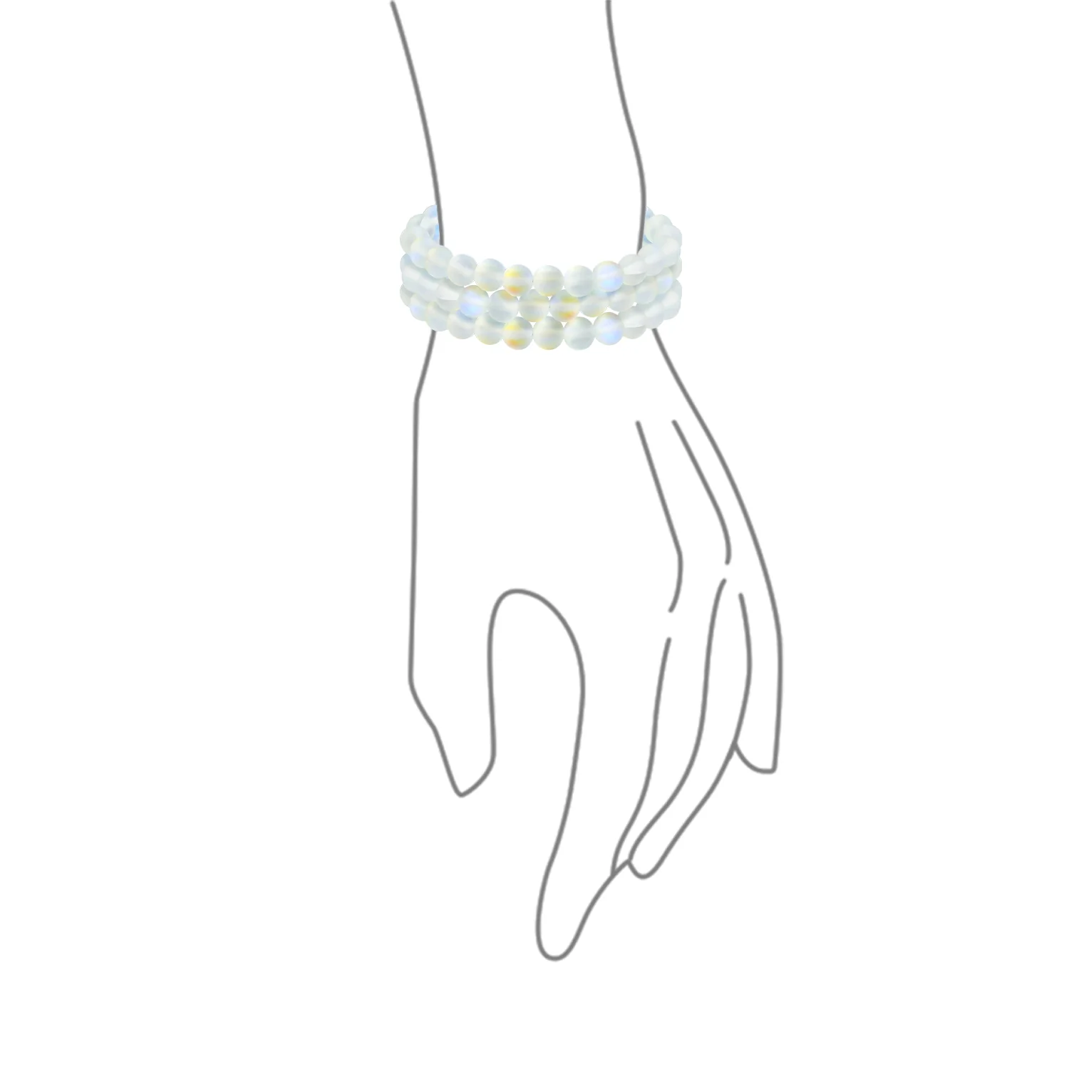 Set Of 3 Natural Moonstone 8MM Bead Stretch Bracelet Stacking Strands - Image 42