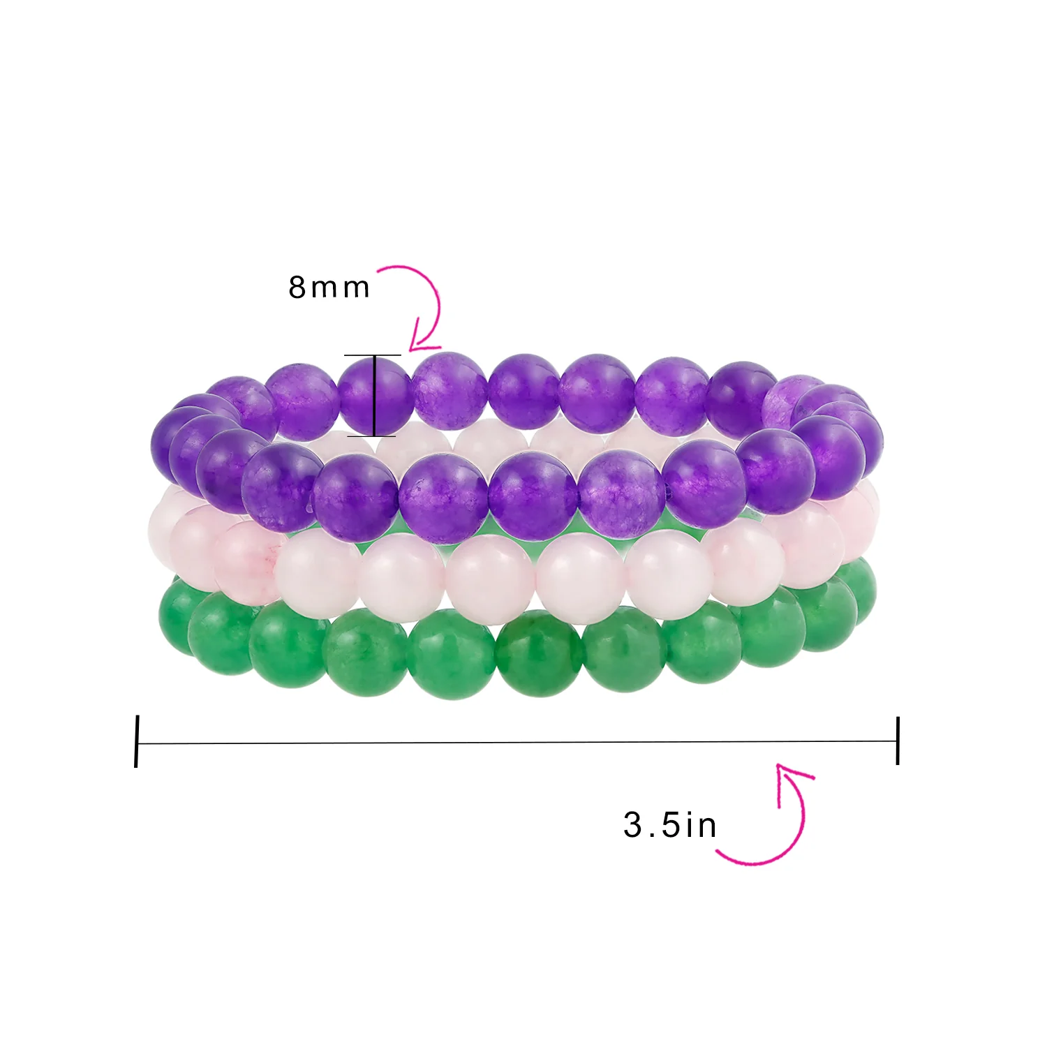 Set Of 3 Natural Moonstone 8MM Bead Stretch Bracelet Stacking Strands - Image 49