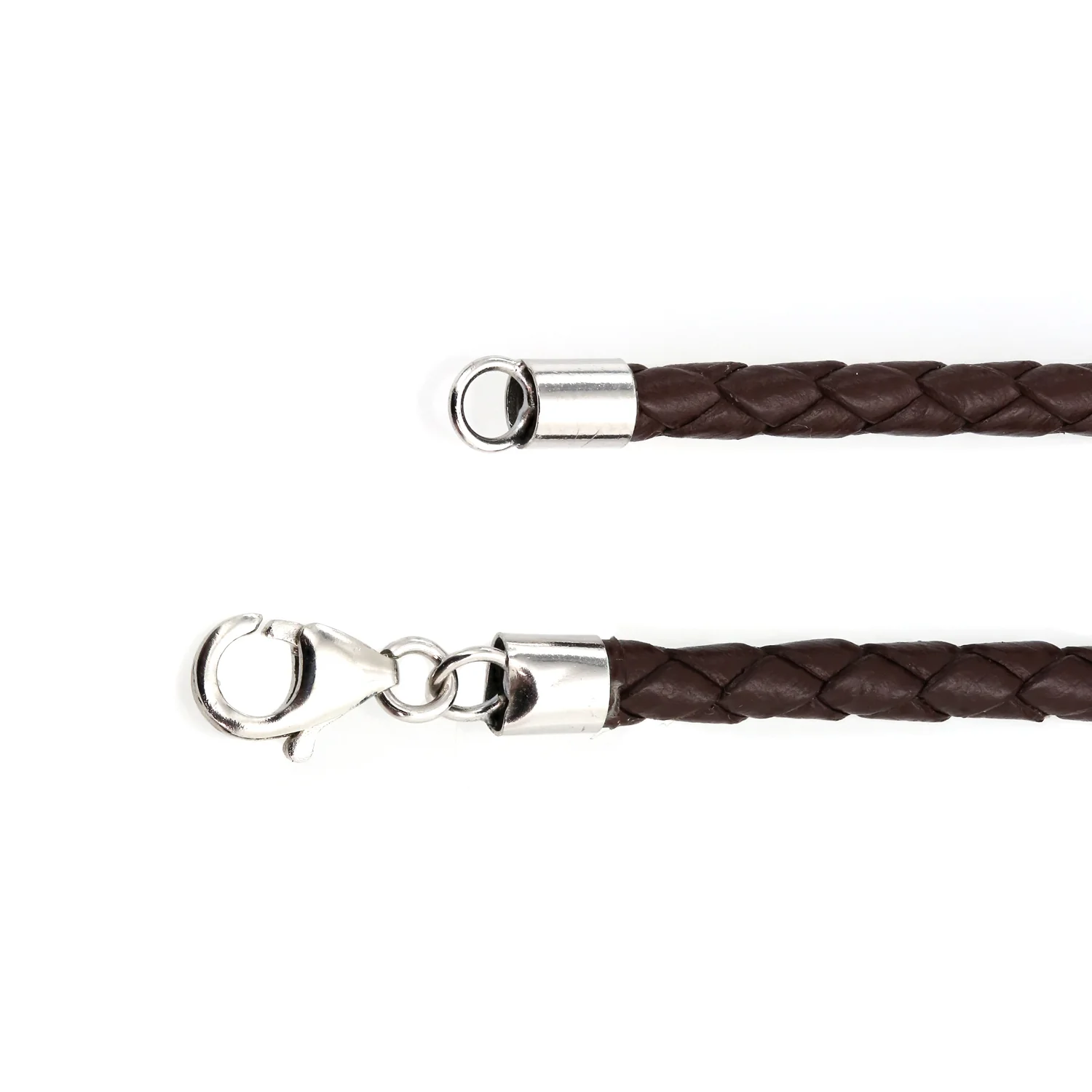 Set of 2 Brown Black Leather Braided Necklace Pendant Cords Sterling Silver 20 Inch - Image 5