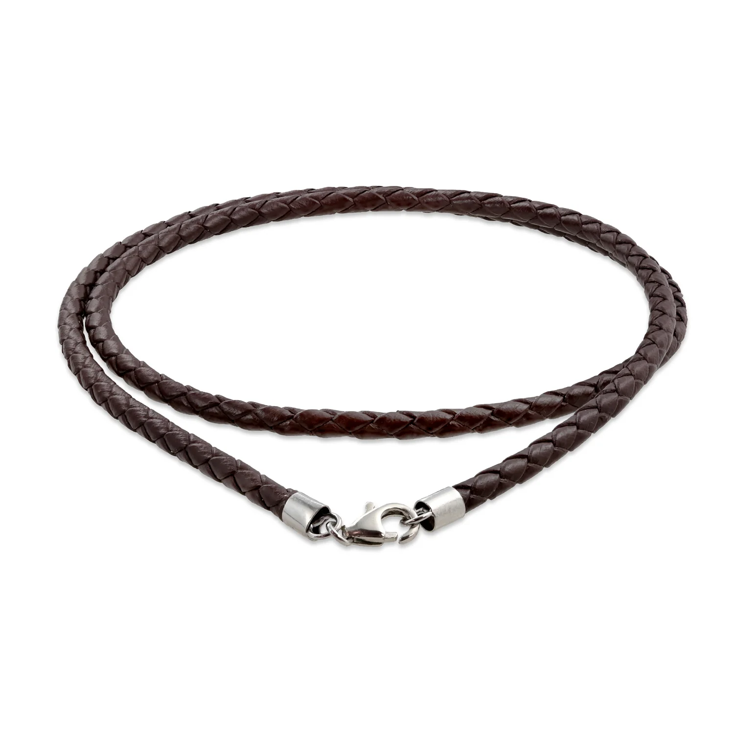 Brown Black Leather Braided Necklace Pendant Cords Sterling Silver 14 -24 Inch - Image 2