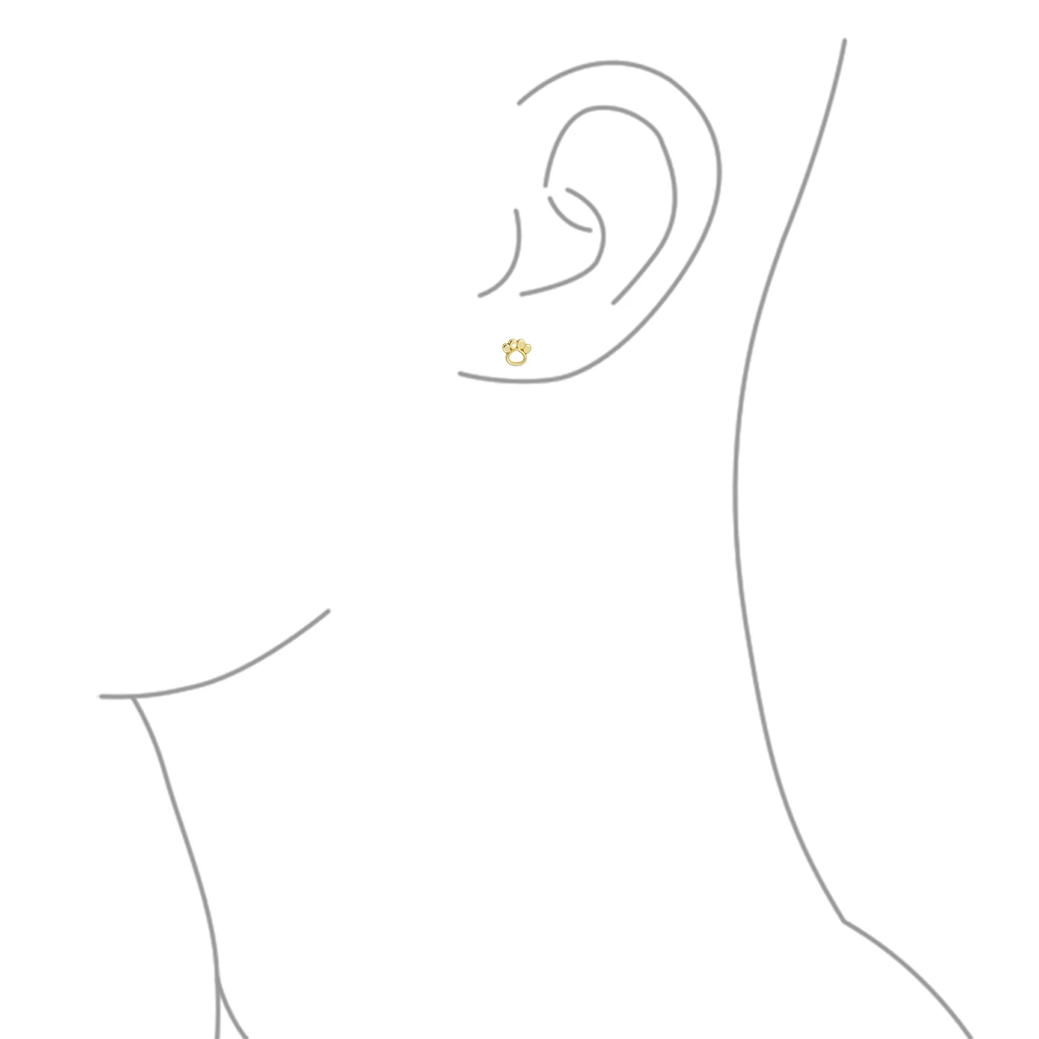 Pet Lover Paw Print Stud Earrings and Safety Clutch 10K Gold - Image 3