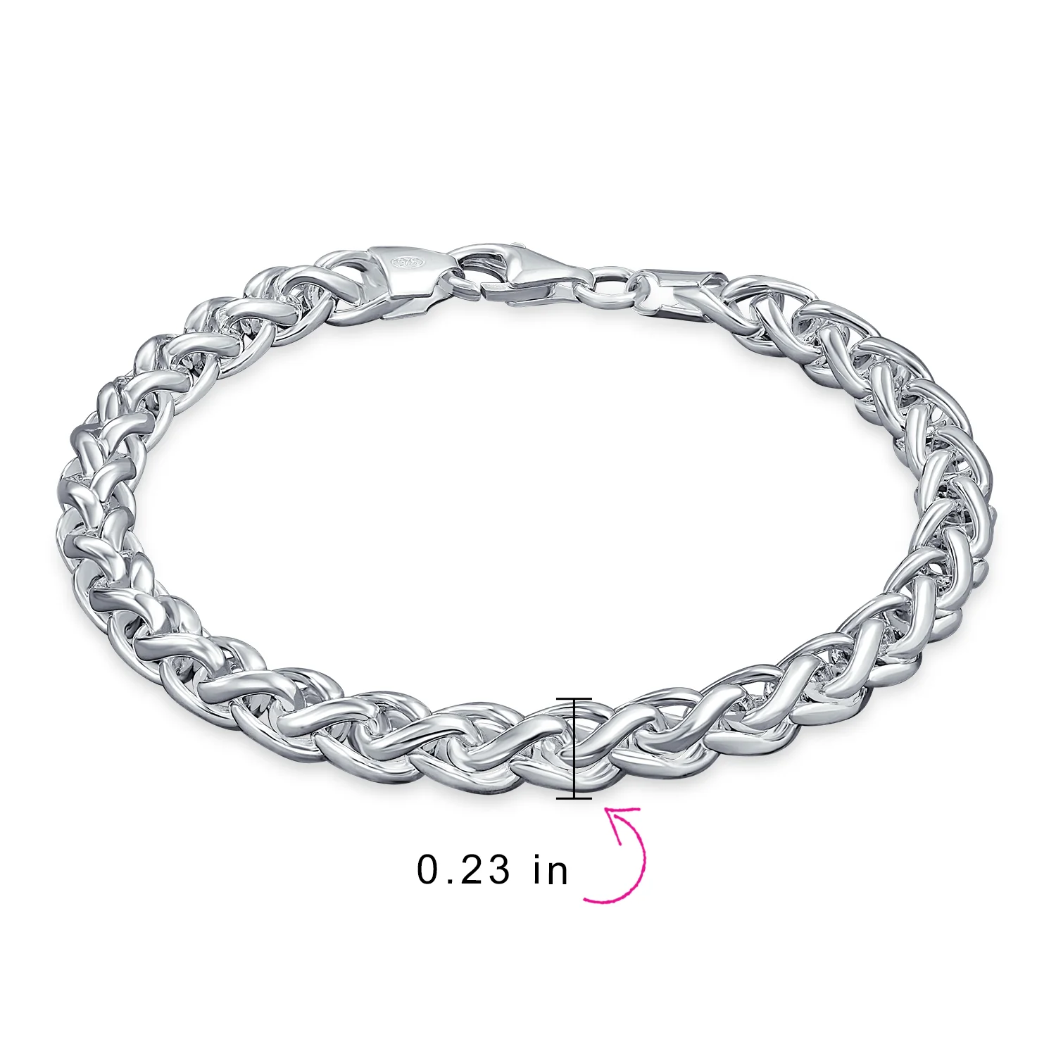 Solid Heavy 6MM Braid Rope Wheat Chain Link Bracelet Sterling Silver 8.5 Inch - Image 4