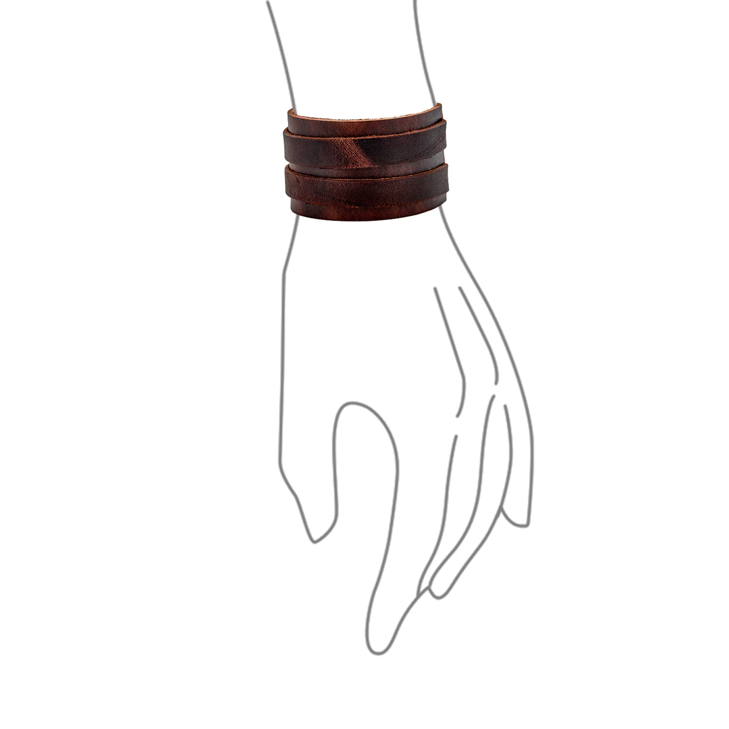 Unisex Hip Hop Wrap Bracelet Retro Biker Punk Rocker Leather Wristband - Image 3