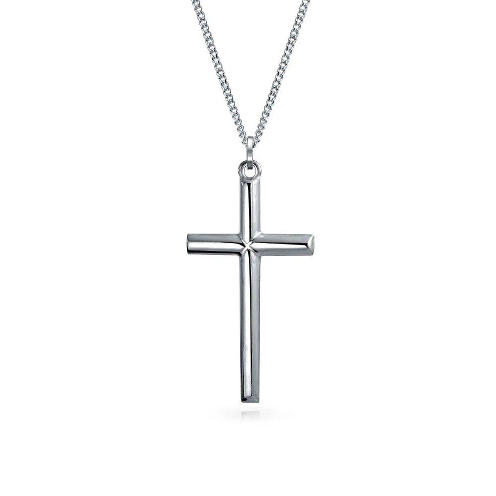 Religious Jesus Crucifix Pendant Necklace 2 Inch Silver - Image 2