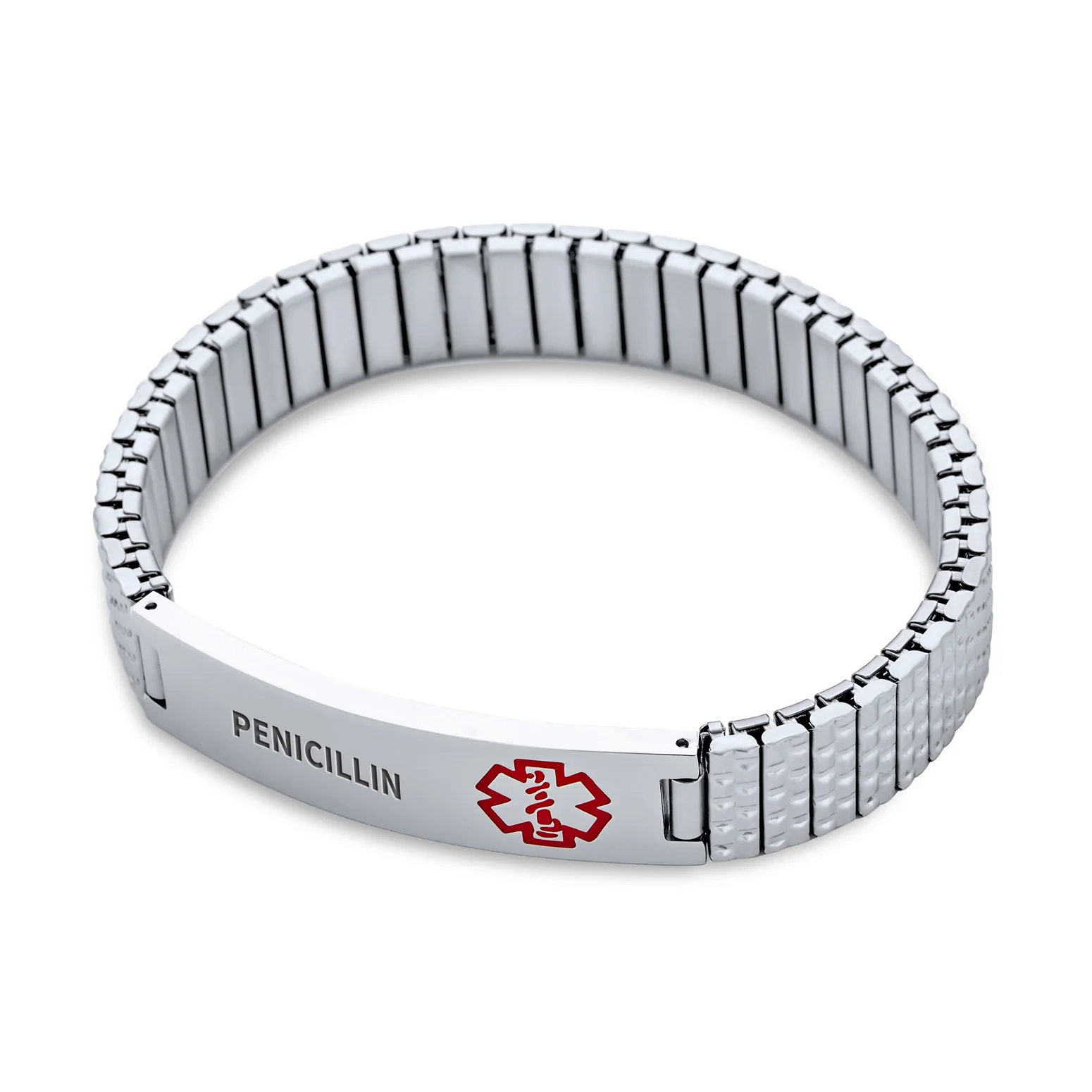 Blank Medical Identification Medical ID Stretch Link Bracelet Stainless Steel - Image 19