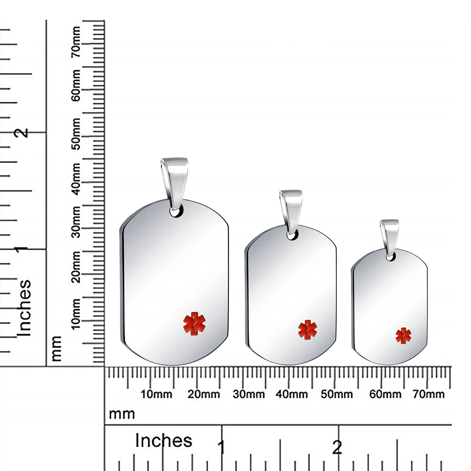 Medical ID Dog Tag Stainless Pendant Necklace 20 Inch - Image 93