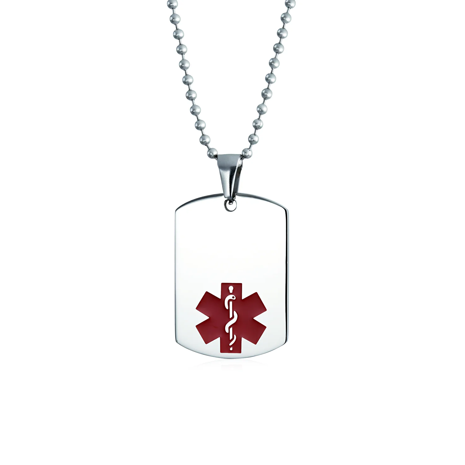 Medical ID Dog Tag Steel Pendant Necklace Men 20" Chain - Image 18