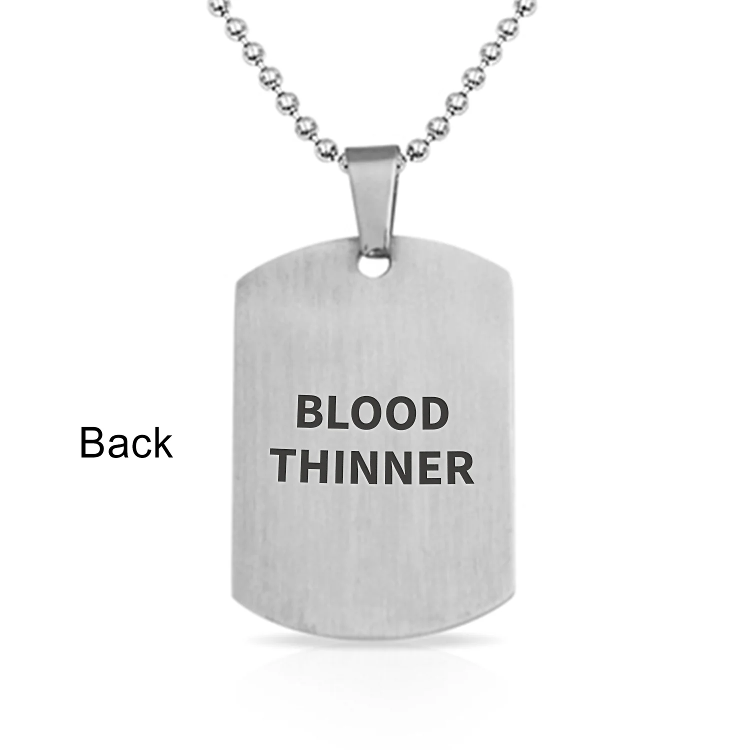 Medical ID Dog Tag Steel Pendant Necklace Men 20" Chain - Image 33