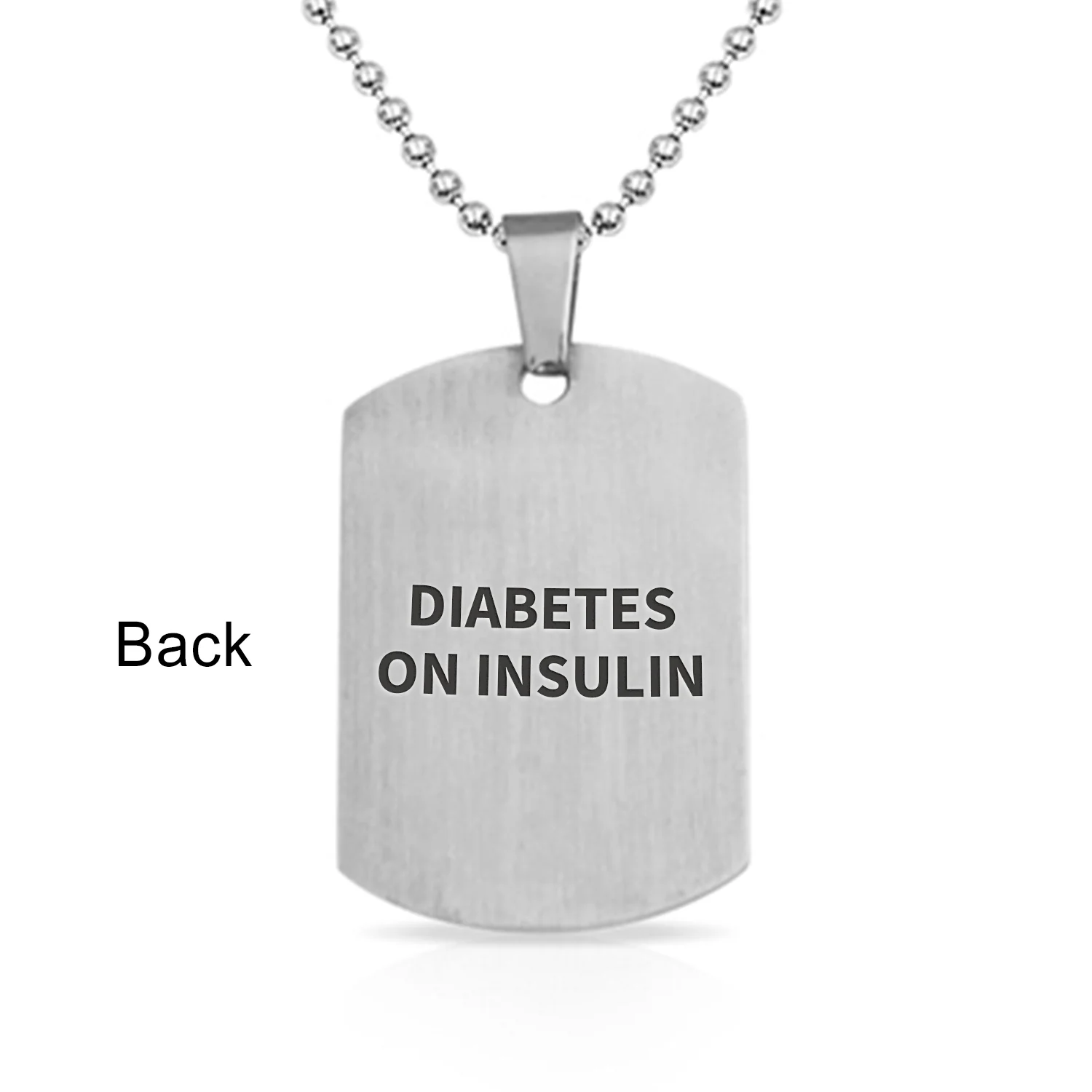Medical ID Dog Tag Steel Pendant Necklace Men 20" Chain - Image 36